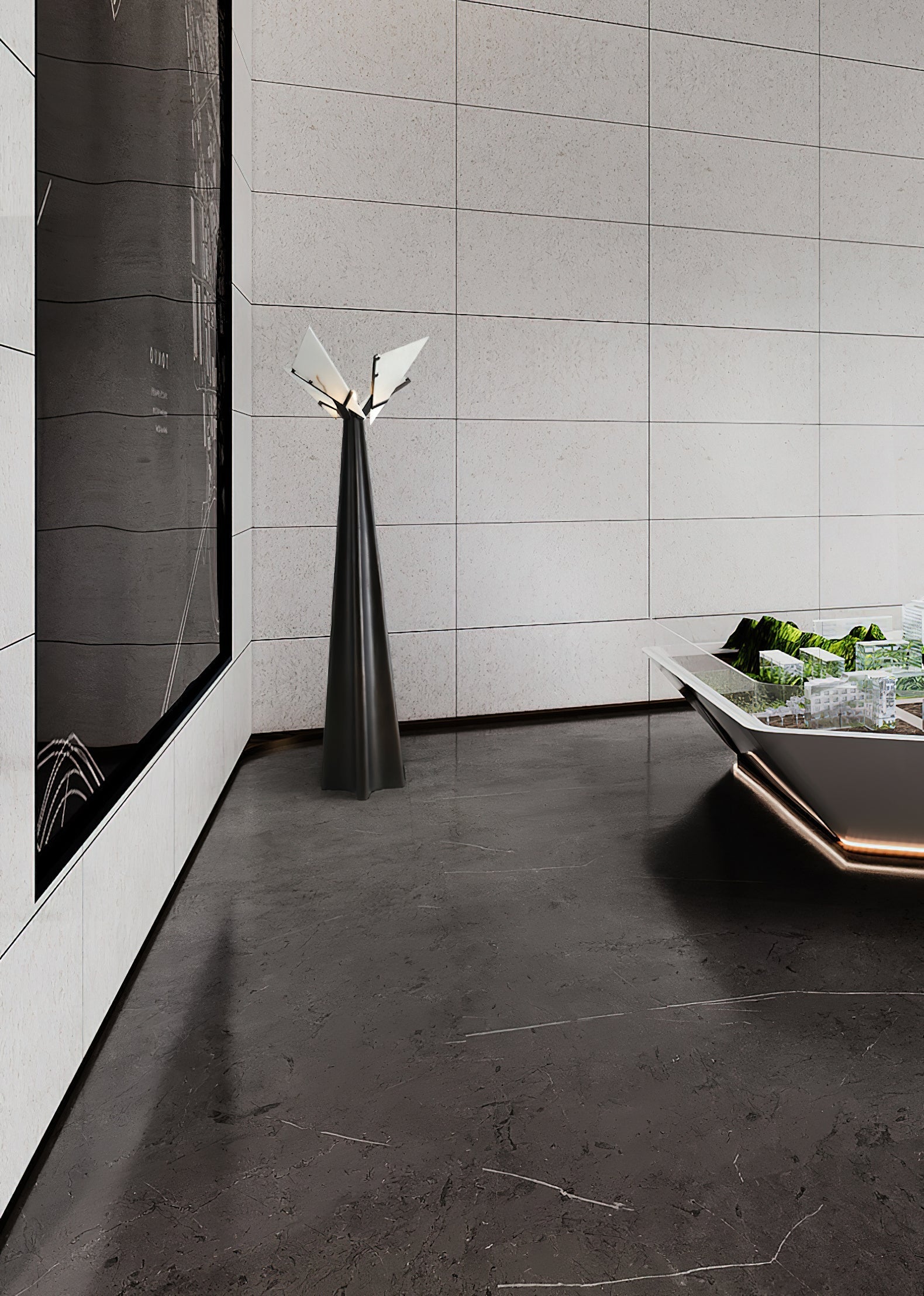 Drape Alabaster Floor Lamp - Lamp Copper