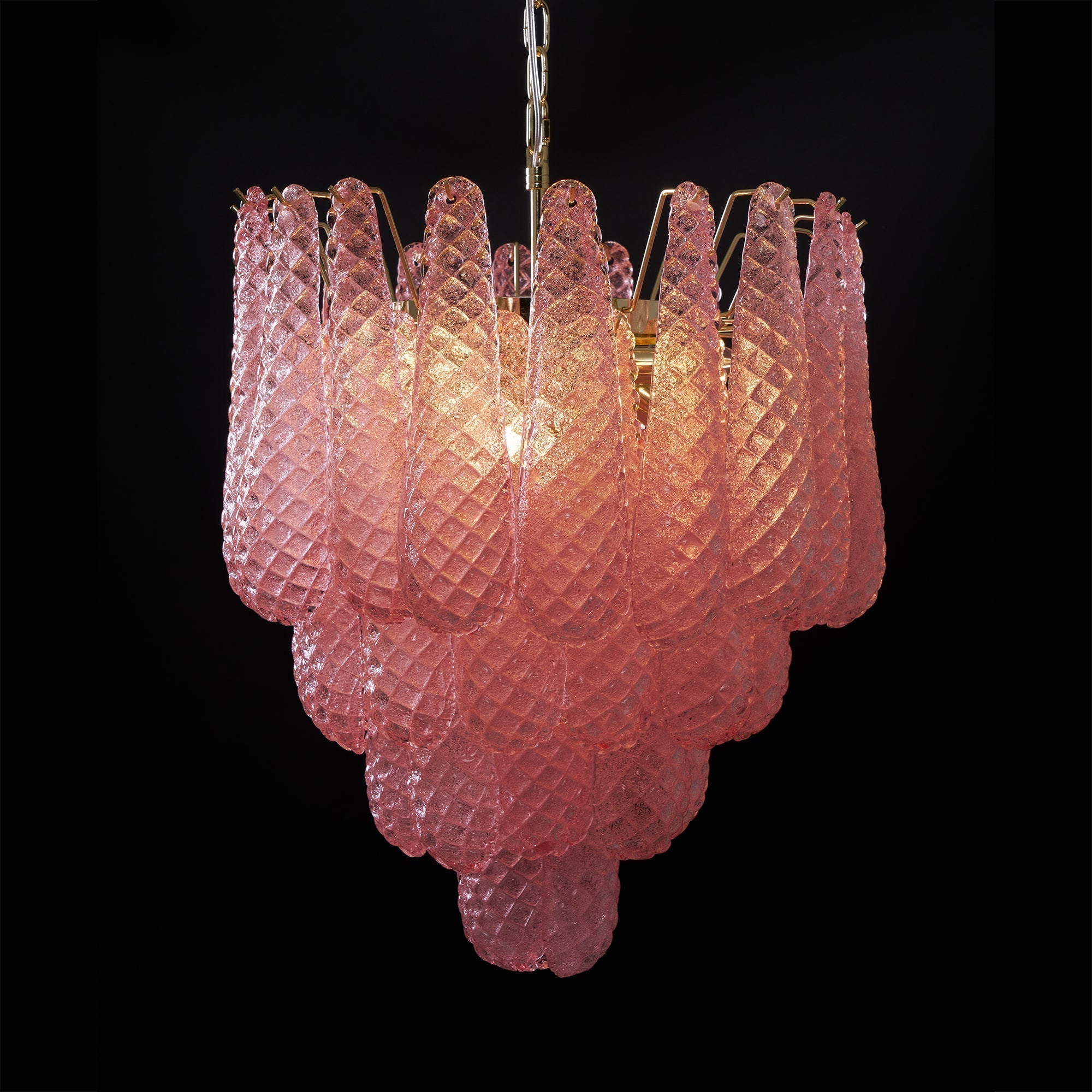 Aurora Chandelier Pink Droplet Murano Glass Diamond Pattern Waterfall - Neutralighting