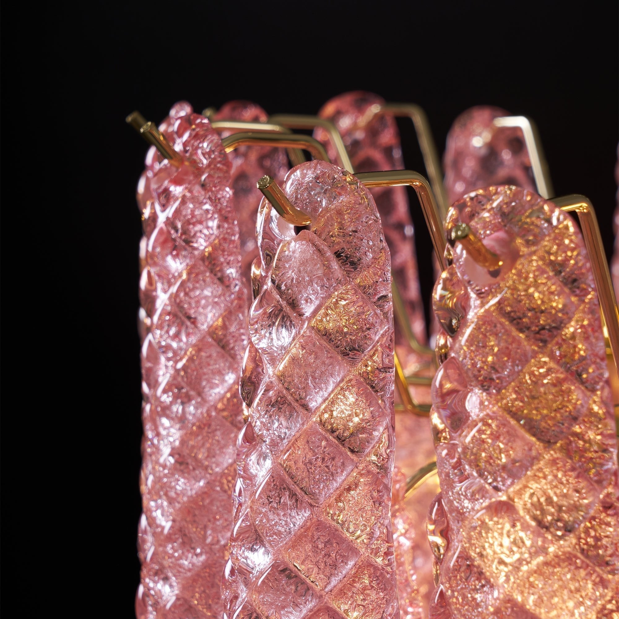 Aurora Chandelier Pink Droplet Murano Glass Diamond Pattern Waterfall - Neutralighting