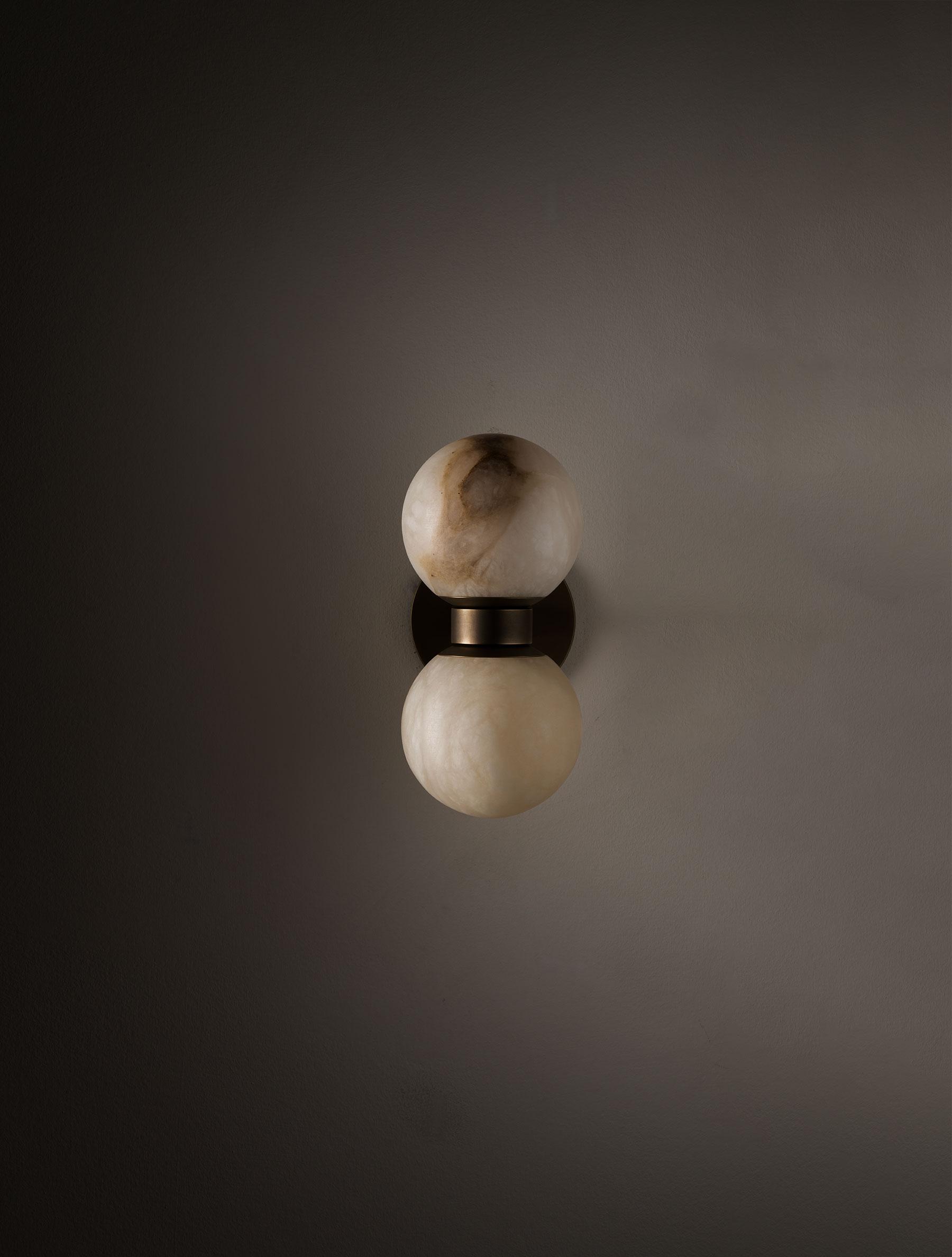 Lush Modern Minimalist Globe Alabaster Wall Lamp - Lamp Copper