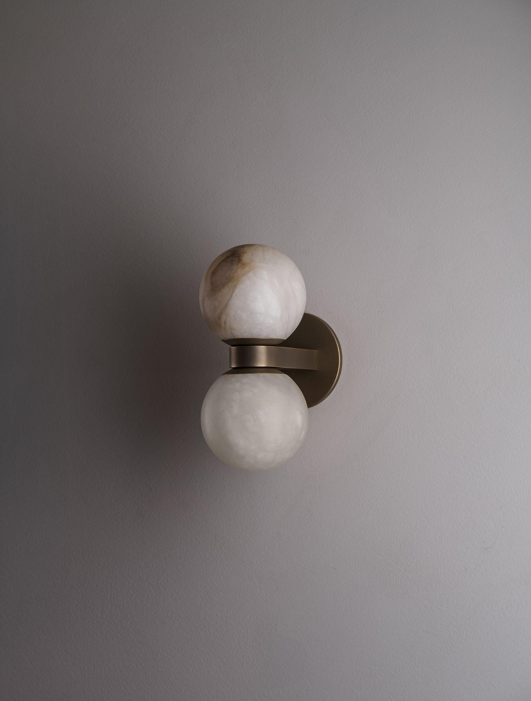 Lush Modern Minimalist Globe Alabaster Wall Lamp - Lamp Copper