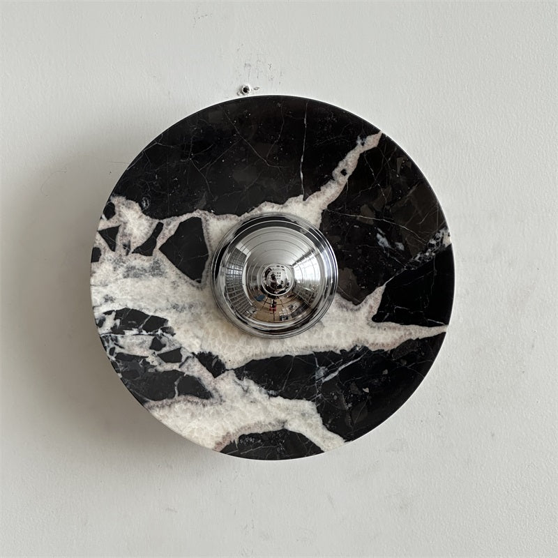 Alba Modern Minimalist Chrome Marble Metal Wall Lamp - Lamp Copper