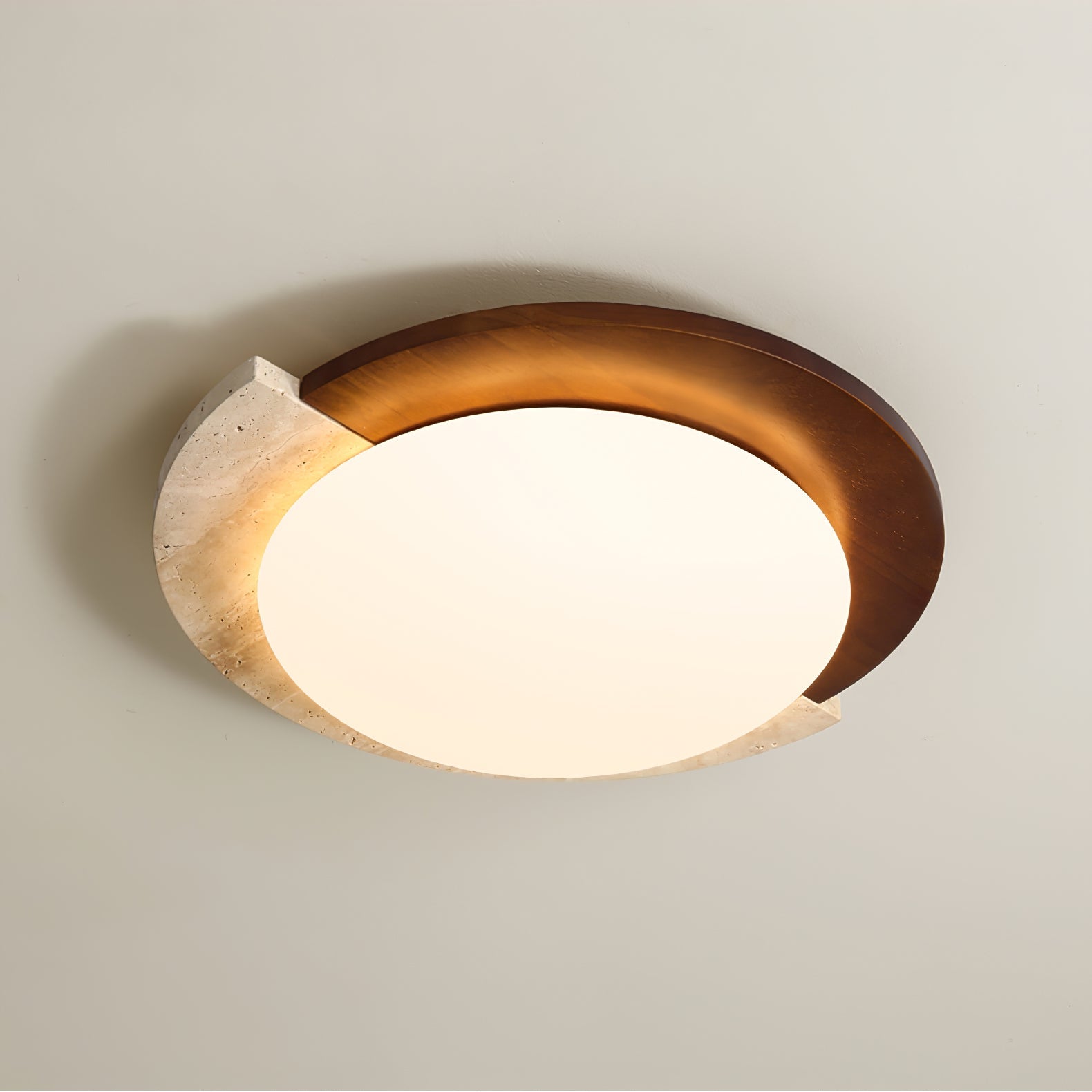 Ivnoran Arc-Rim Travertine Ceiling Light - Neutralighting