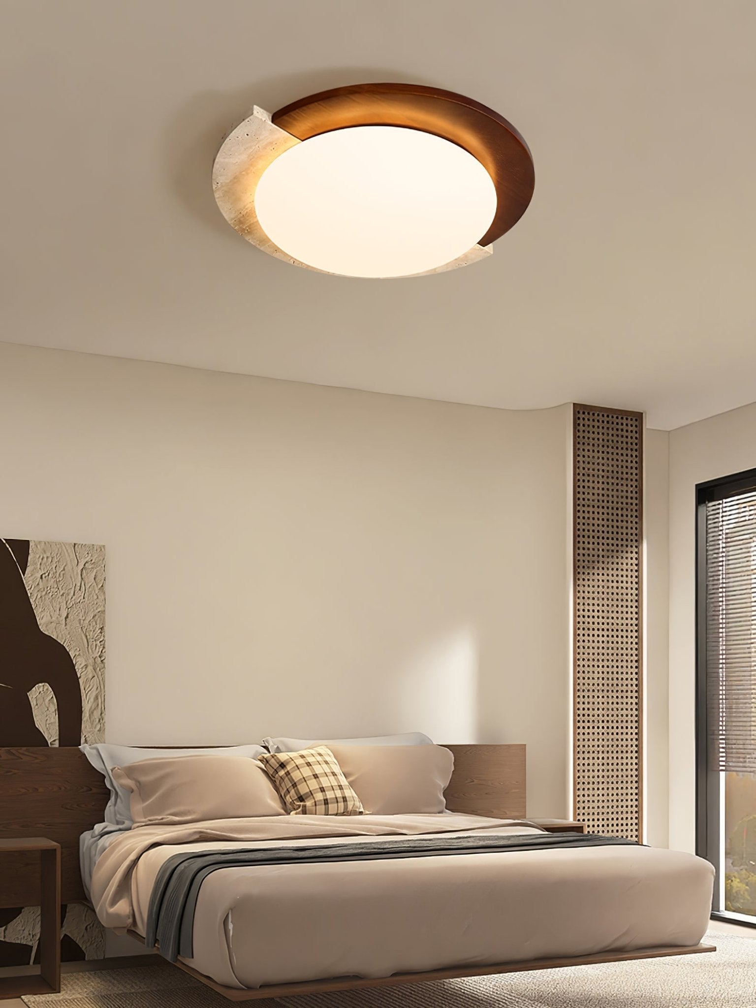 Ivnoran Arc-Rim Travertine Ceiling Light - Neutralighting