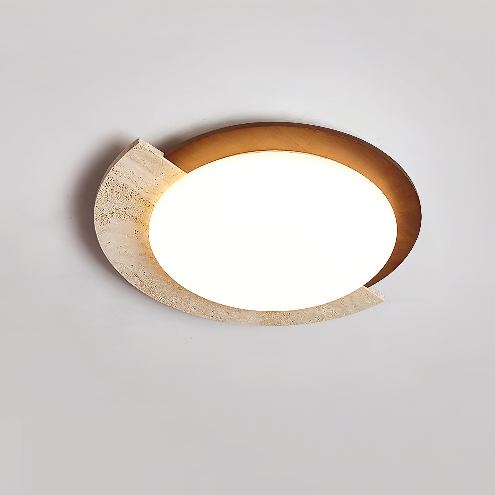 Ivnoran Arc-Rim Travertine Ceiling Light - Neutralighting