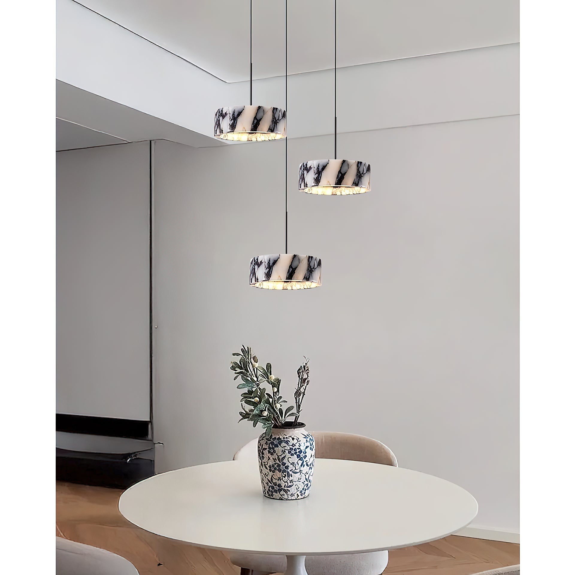 Glide Modern Minimalist Marble Metal Pendant Lamp - Lamp Copper