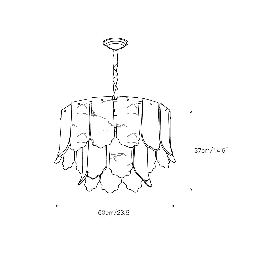 Hue Postmodern Luxury Brass Alabaster Chandelier - Lamp Copper