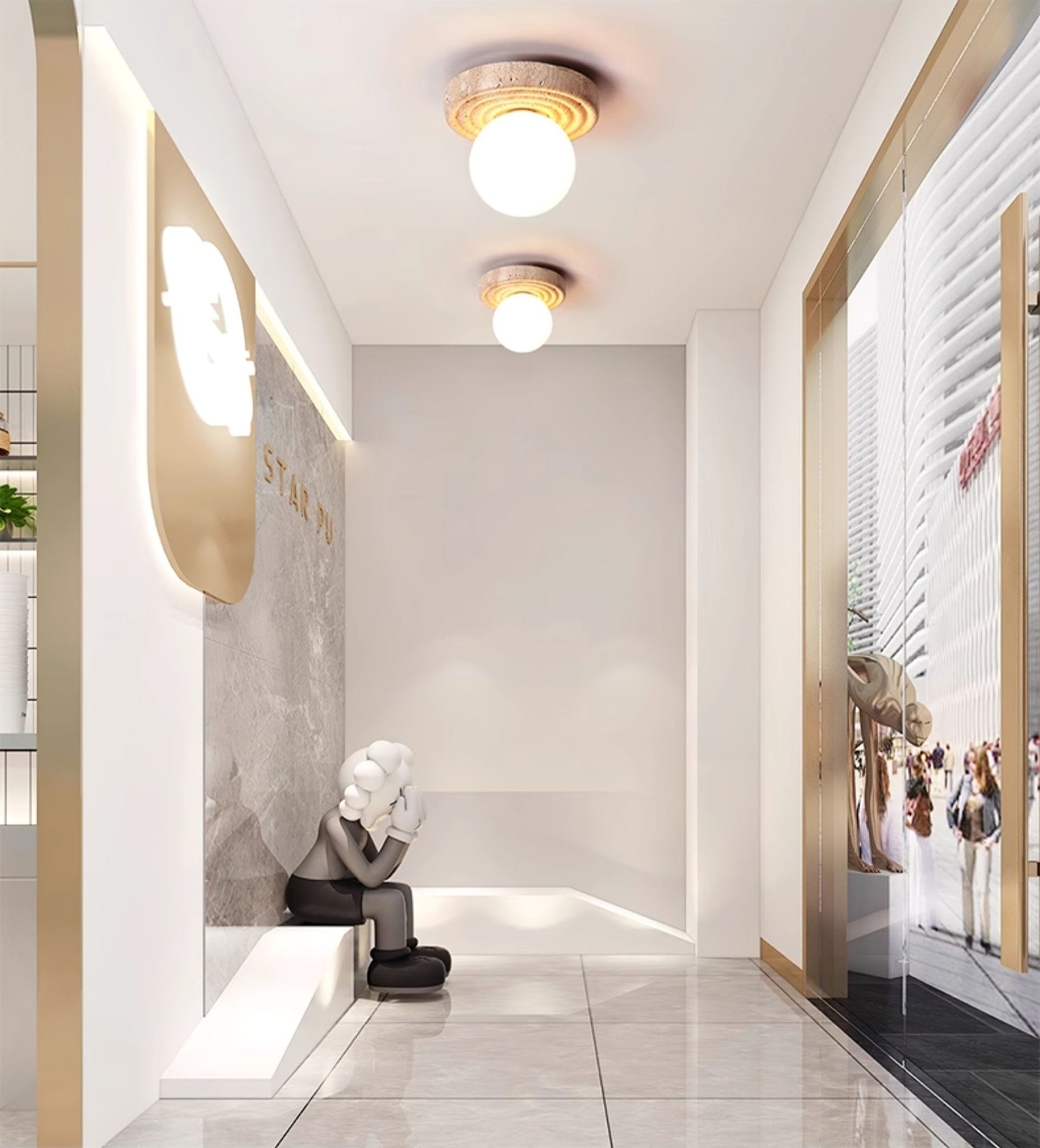 Carmen Travertine Ceiling Light - Letslighting