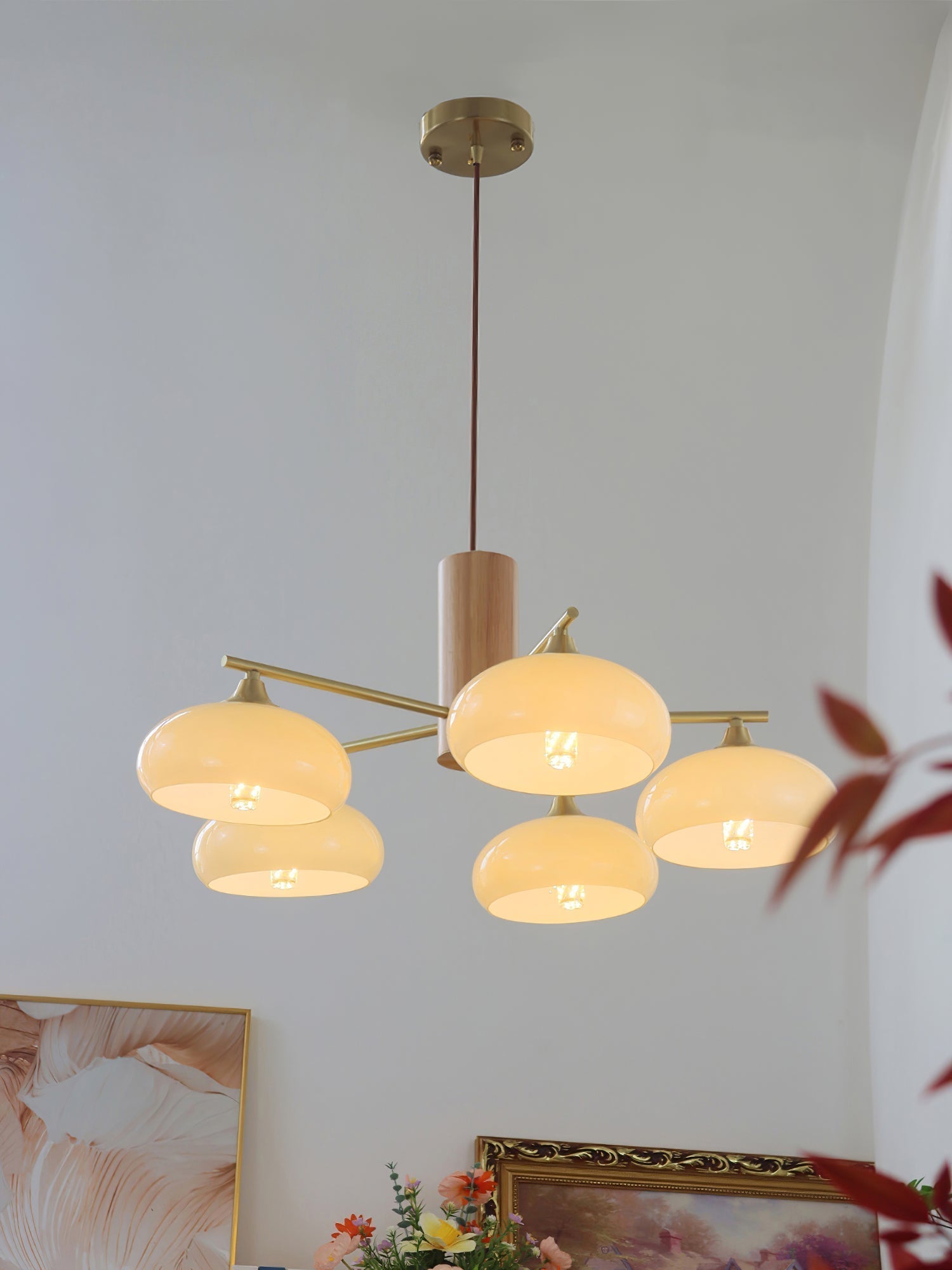 Nova Natural Persimmon Metal Glass Chandelier - Lamp Copper