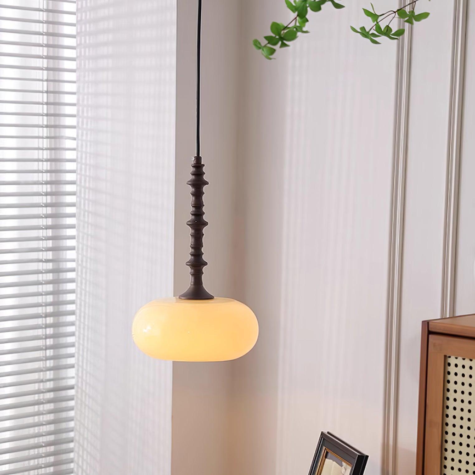 Pendant Lamp White Glass Shade Brown Vintage - Letslighting