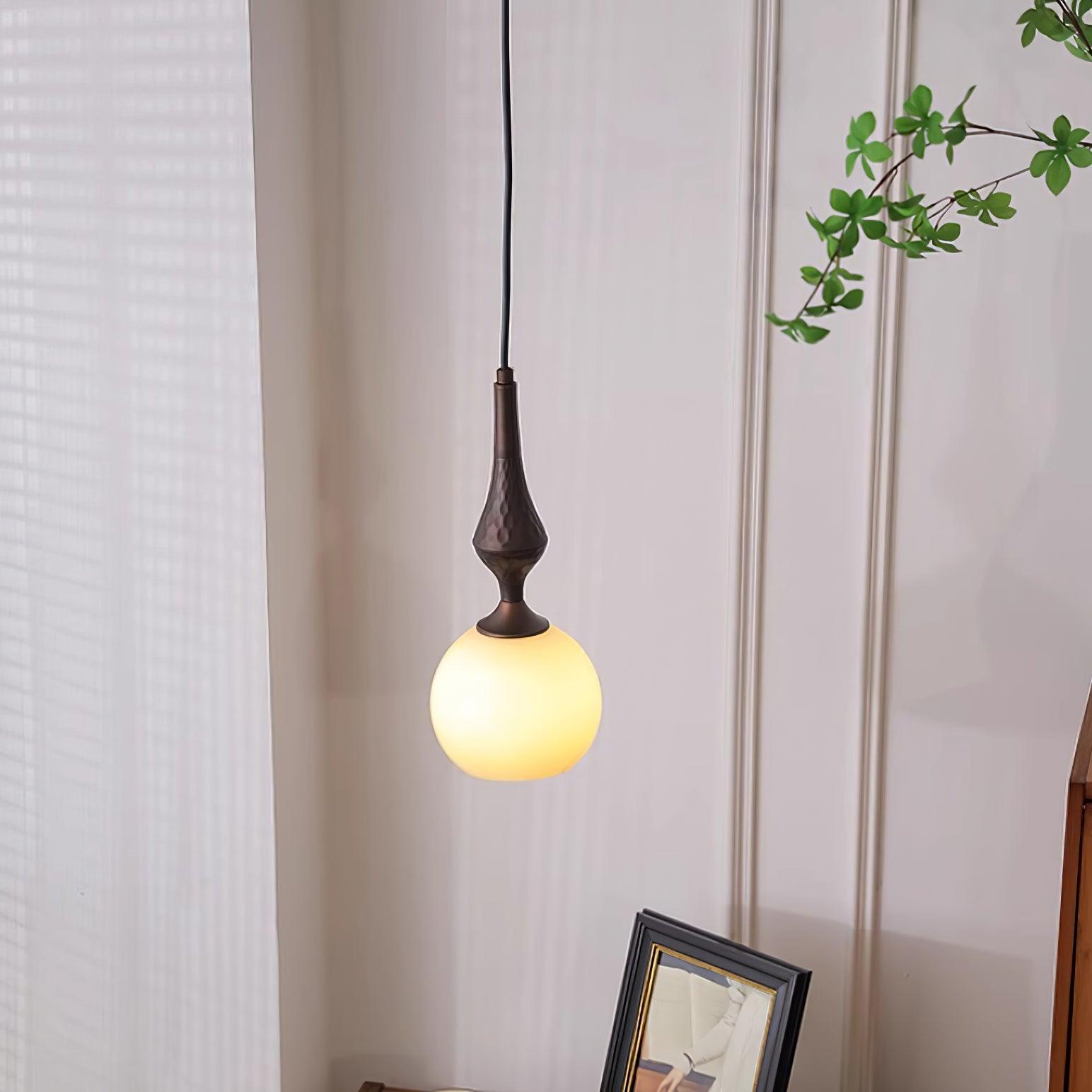 Pendant Lamp White Glass Shade Brown Vintage - Letslighting