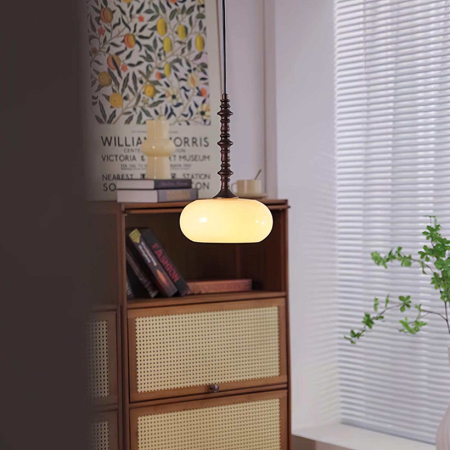 Pendant Lamp White Glass Shade Brown Vintage - Letslighting
