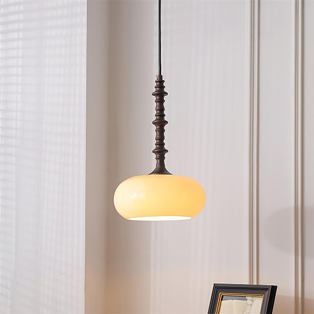 Pendant Lamp White Glass Shade Brown Vintage - Letslighting