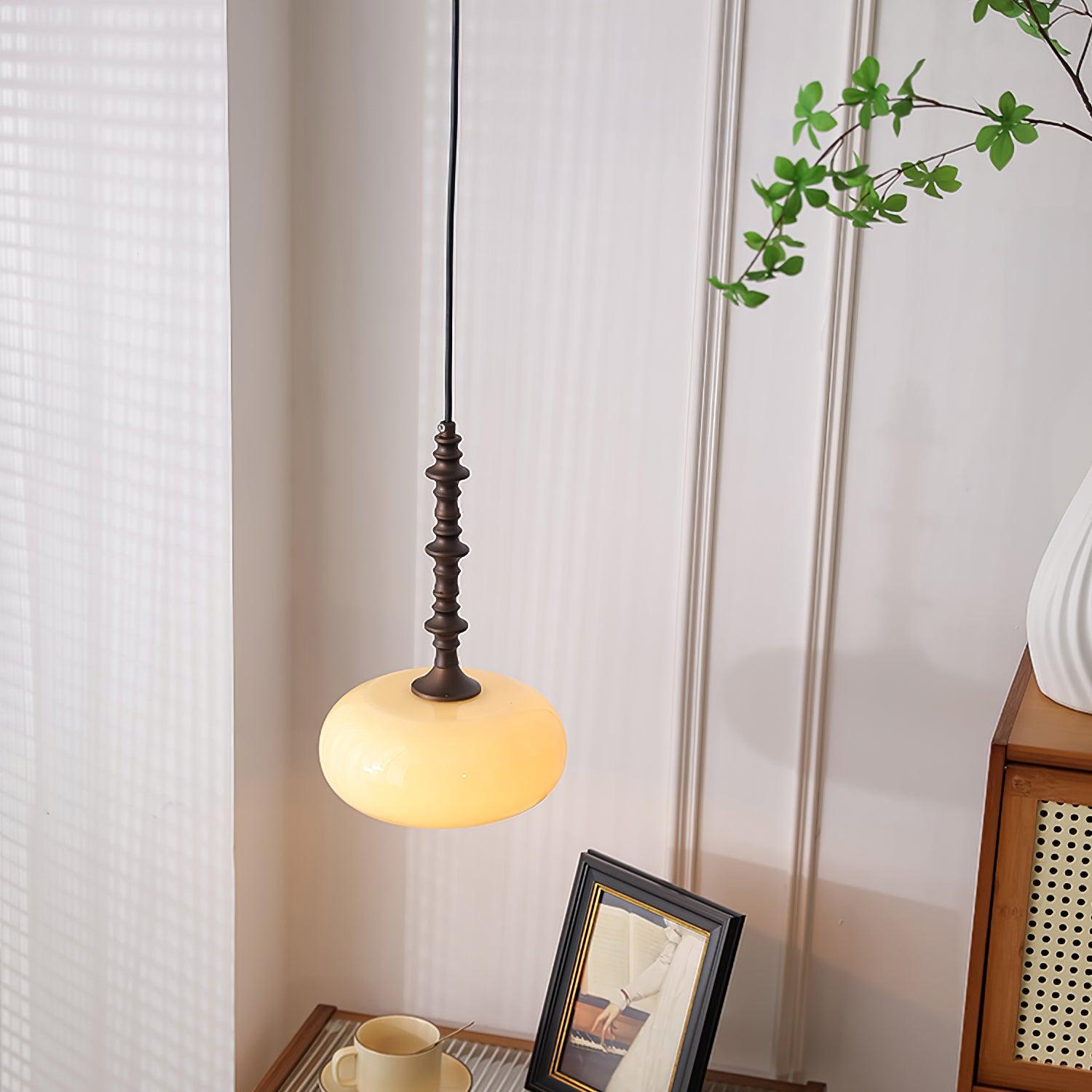 Pendant Lamp White Glass Shade Brown Vintage - Letslighting