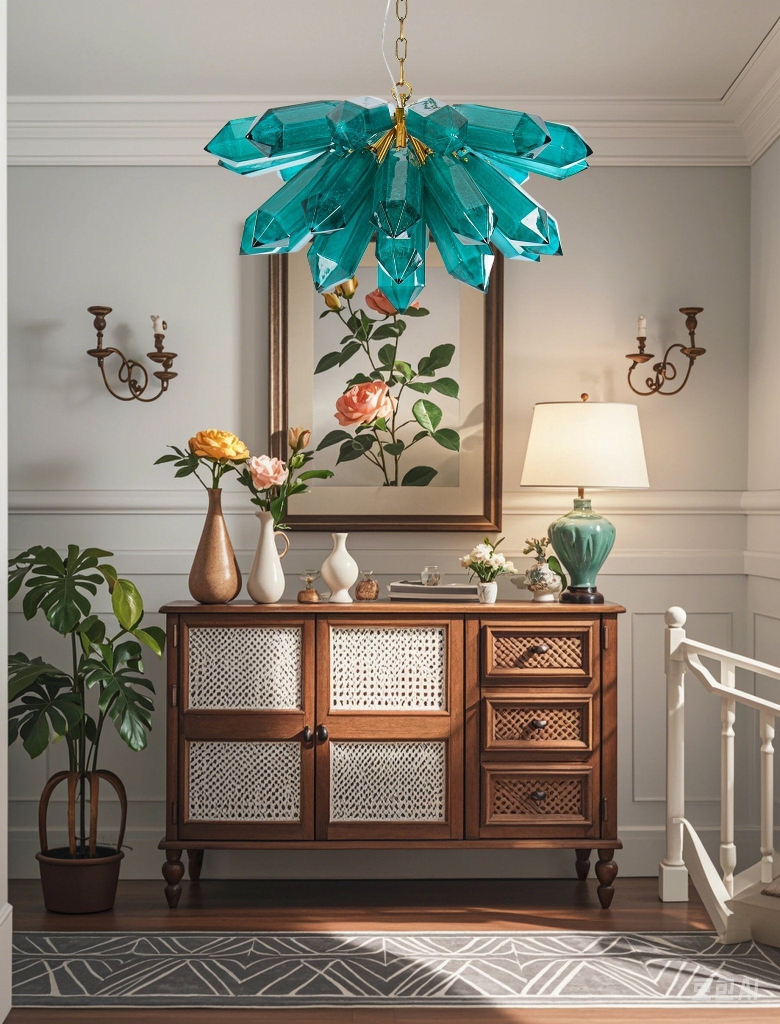 Aurora Chandelier Emerald Crystal Starburst Gold - Neutralighting