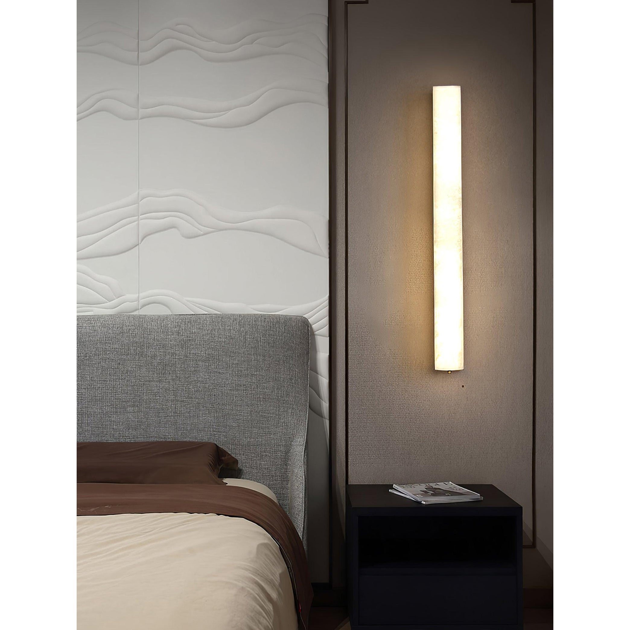 Quill Modern Minimalist Brass Alabaster Wall Lamp - Lamp Copper