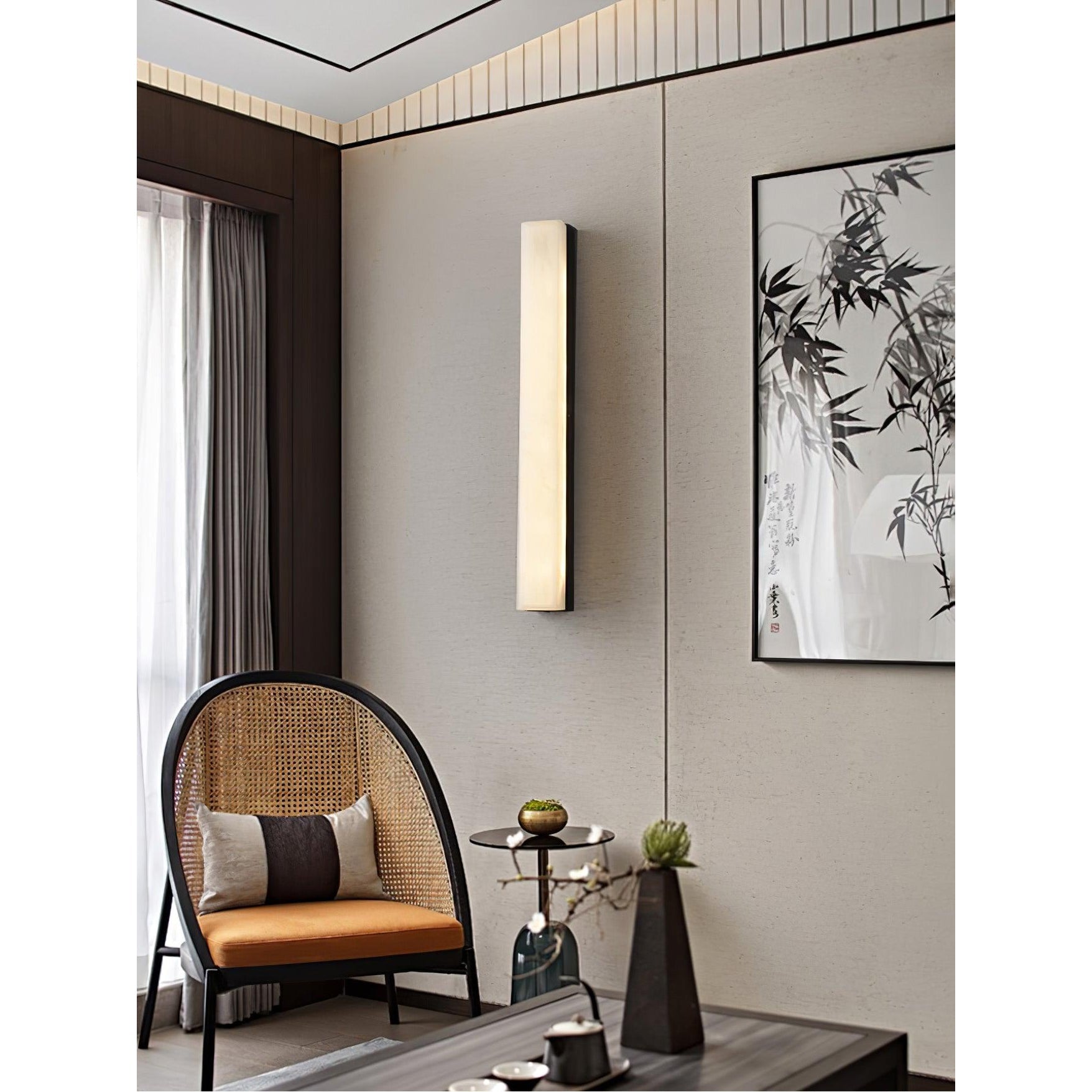 Quill Modern Minimalist Brass Alabaster Wall Lamp - Lamp Copper