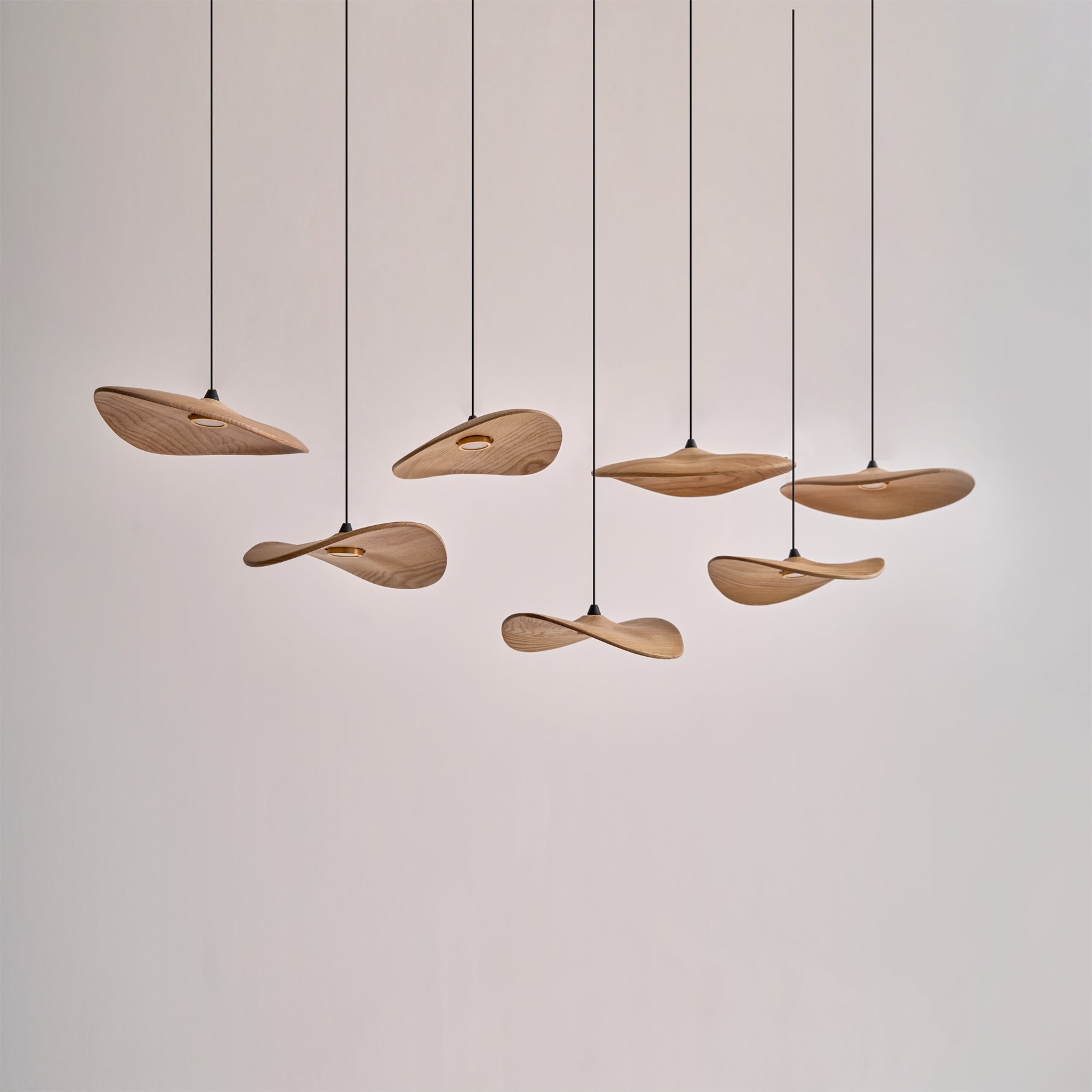Abbott Modern Minimalist Empty Leaf Metal Wood Chandelier - Blowlighting