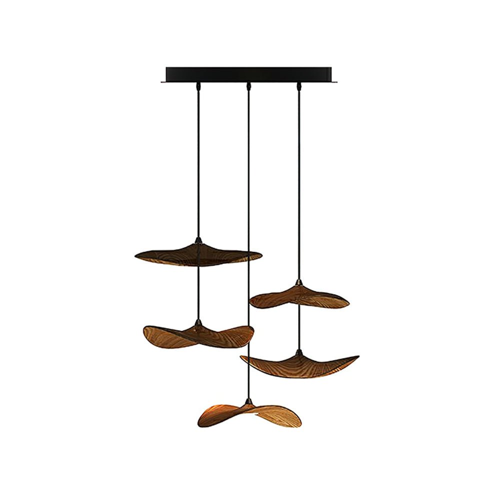 Abbott Modern Minimalist Empty Leaf Metal Wood Chandelier - Blowlighting