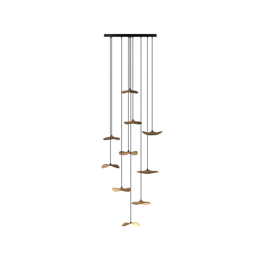 Abbott Modern Minimalist Empty Leaf Metal Wood Chandelier - Blowlighting
