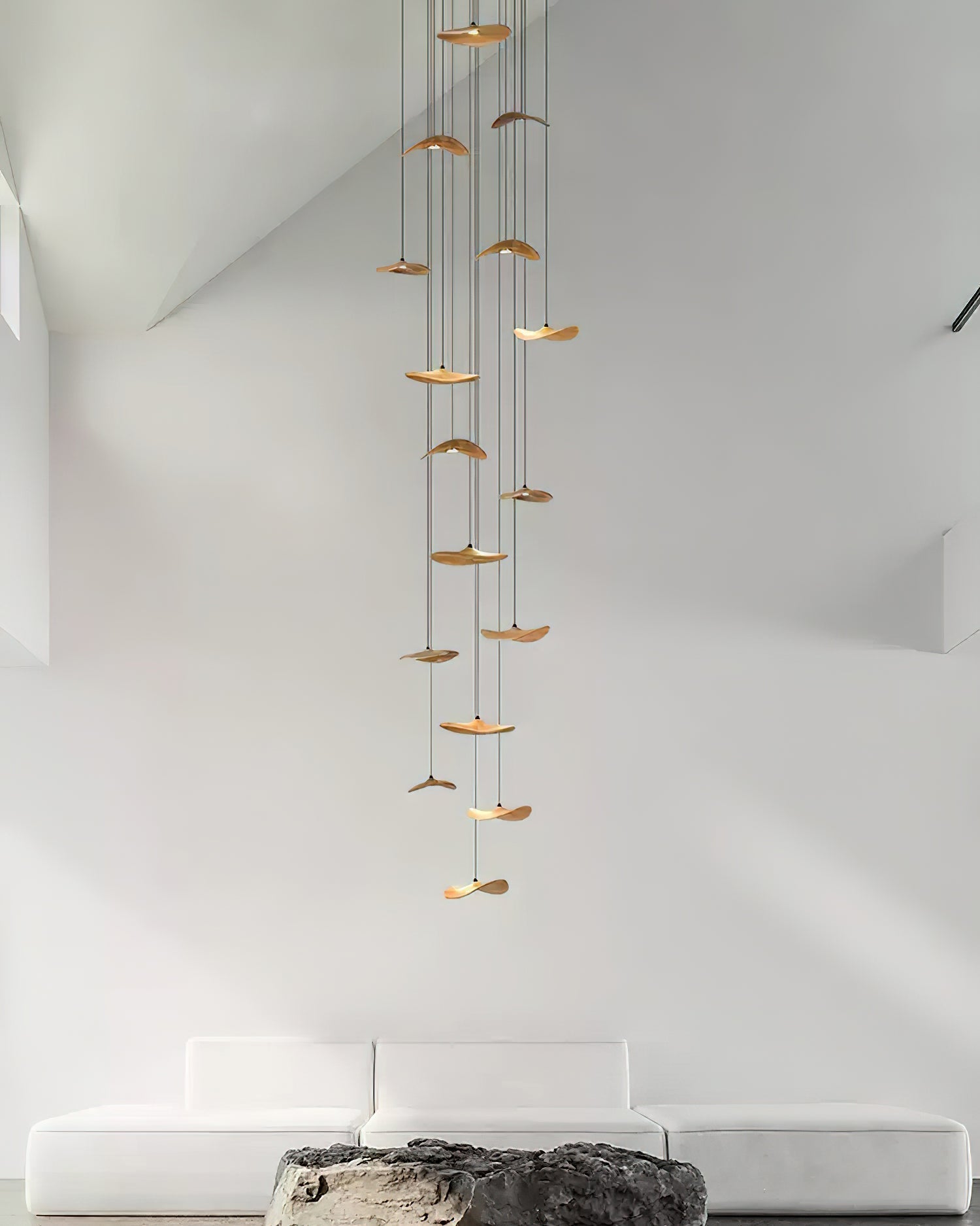 Abbott Modern Minimalist Empty Leaf Metal Wood Chandelier - Blowlighting