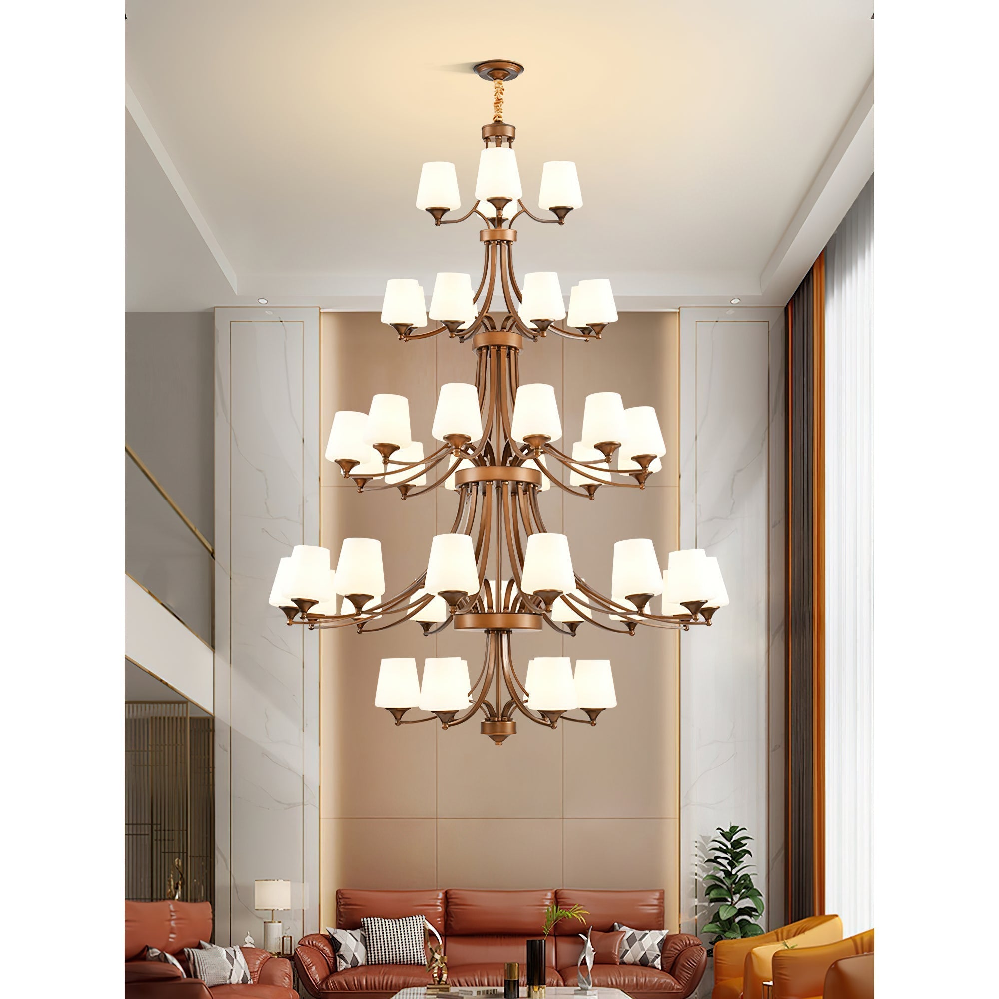 Ulrinara Postmodern Luxury Brass Glass Chandelier - Lamp Copper