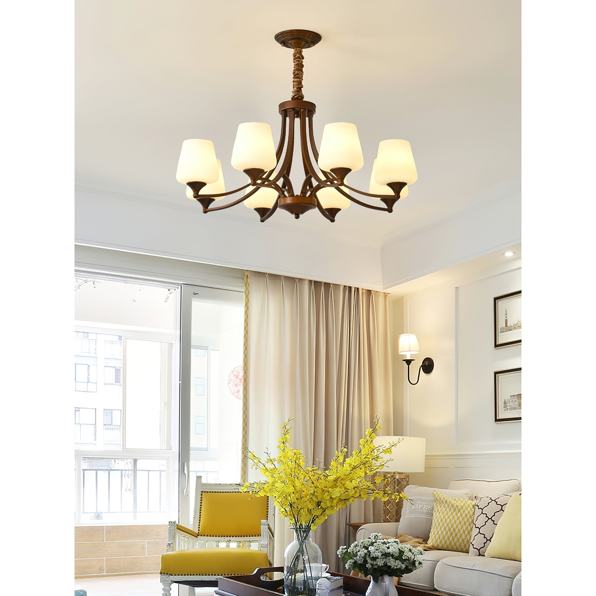 Ulrinara Postmodern Luxury Brass Glass Chandelier - Lamp Copper