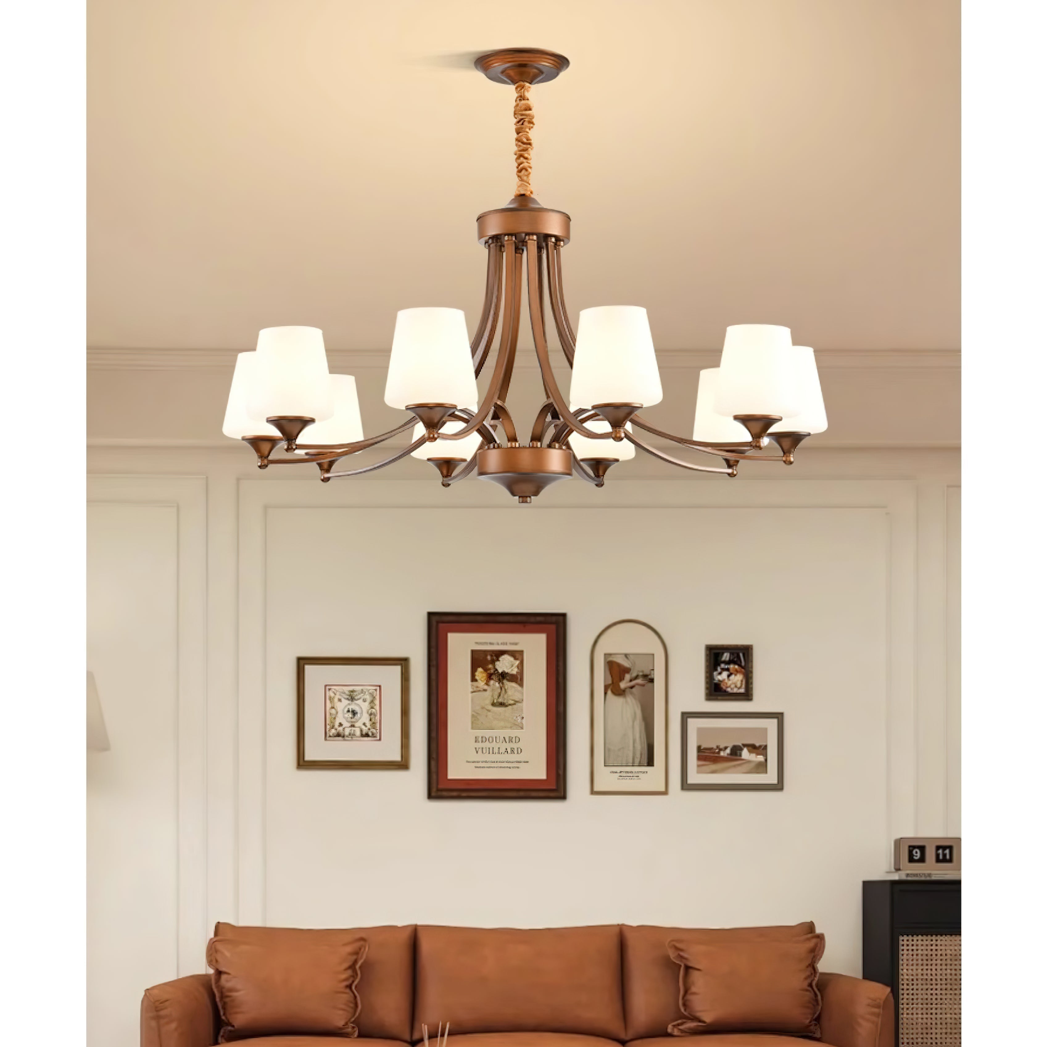 Ulrinara Postmodern Luxury Brass Glass Chandelier - Lamp Copper