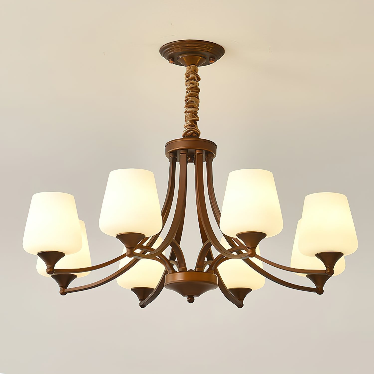 Ulrinara Postmodern Luxury Brass Glass Chandelier - Lamp Copper