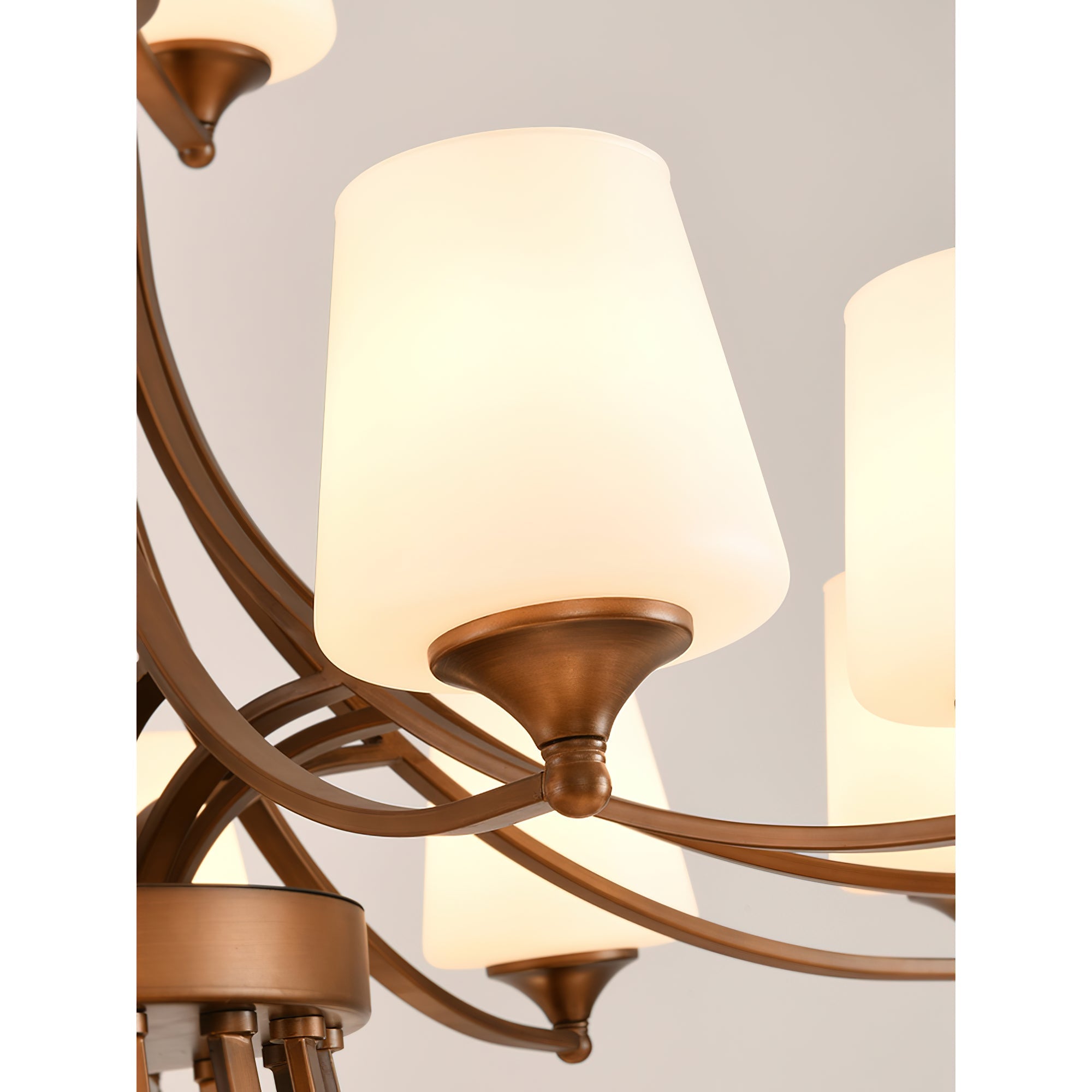 Ulrinara Postmodern Luxury Brass Glass Chandelier - Lamp Copper