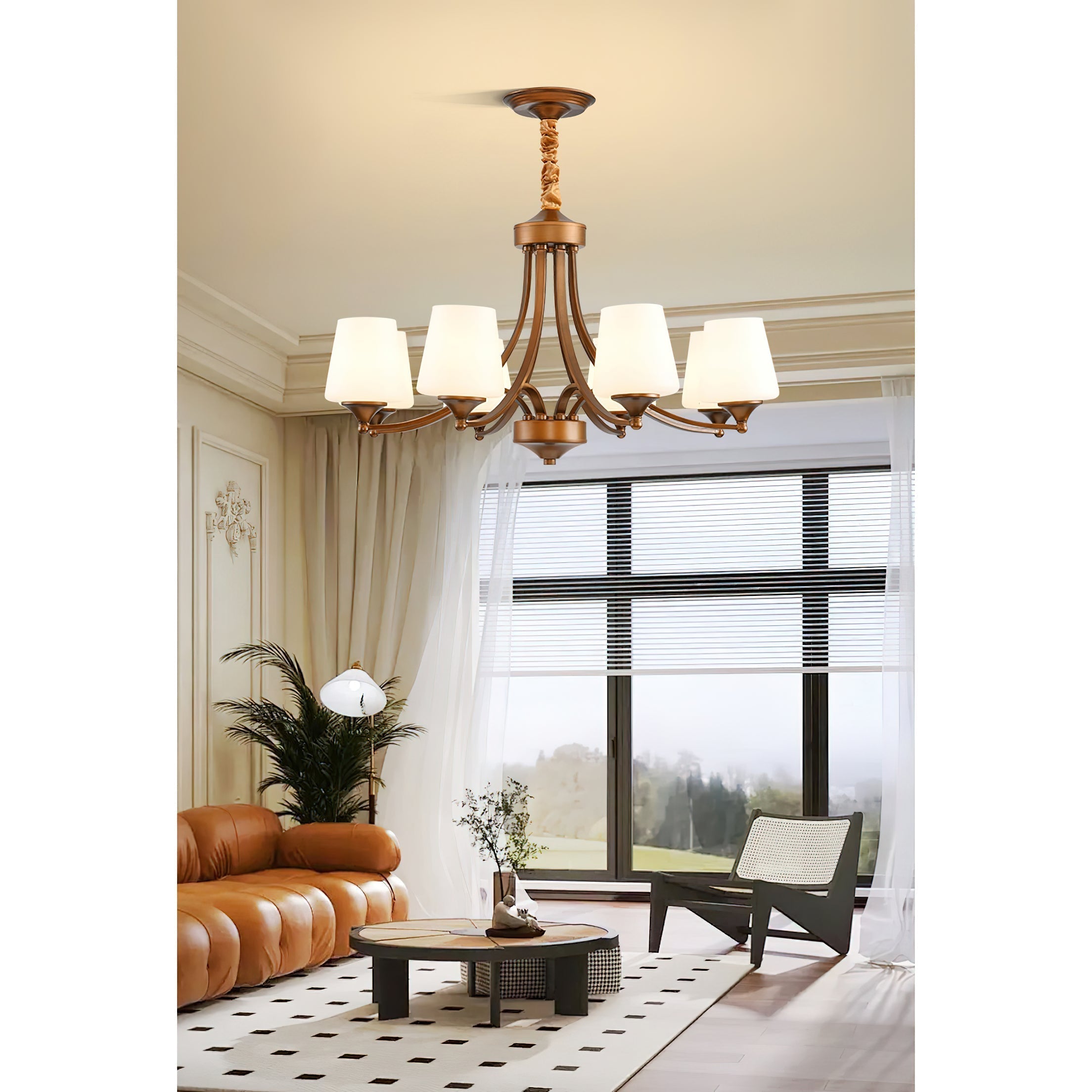 Ulrinara Postmodern Luxury Brass Glass Chandelier - Lamp Copper