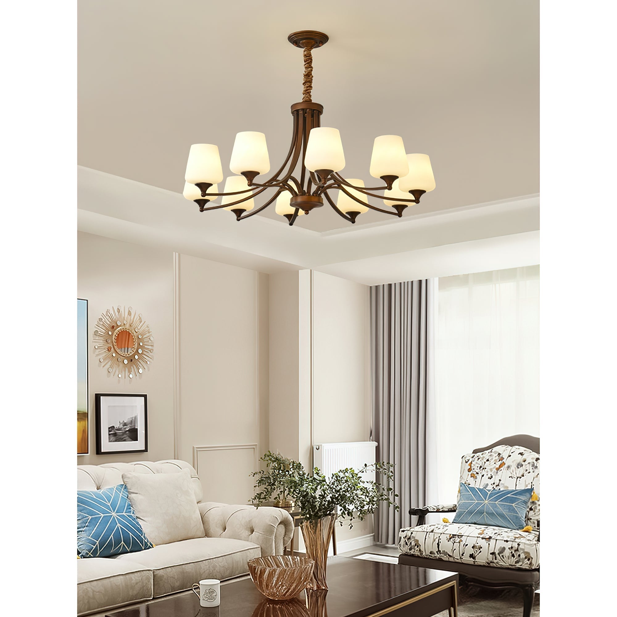 Ulrinara Postmodern Luxury Brass Glass Chandelier - Lamp Copper