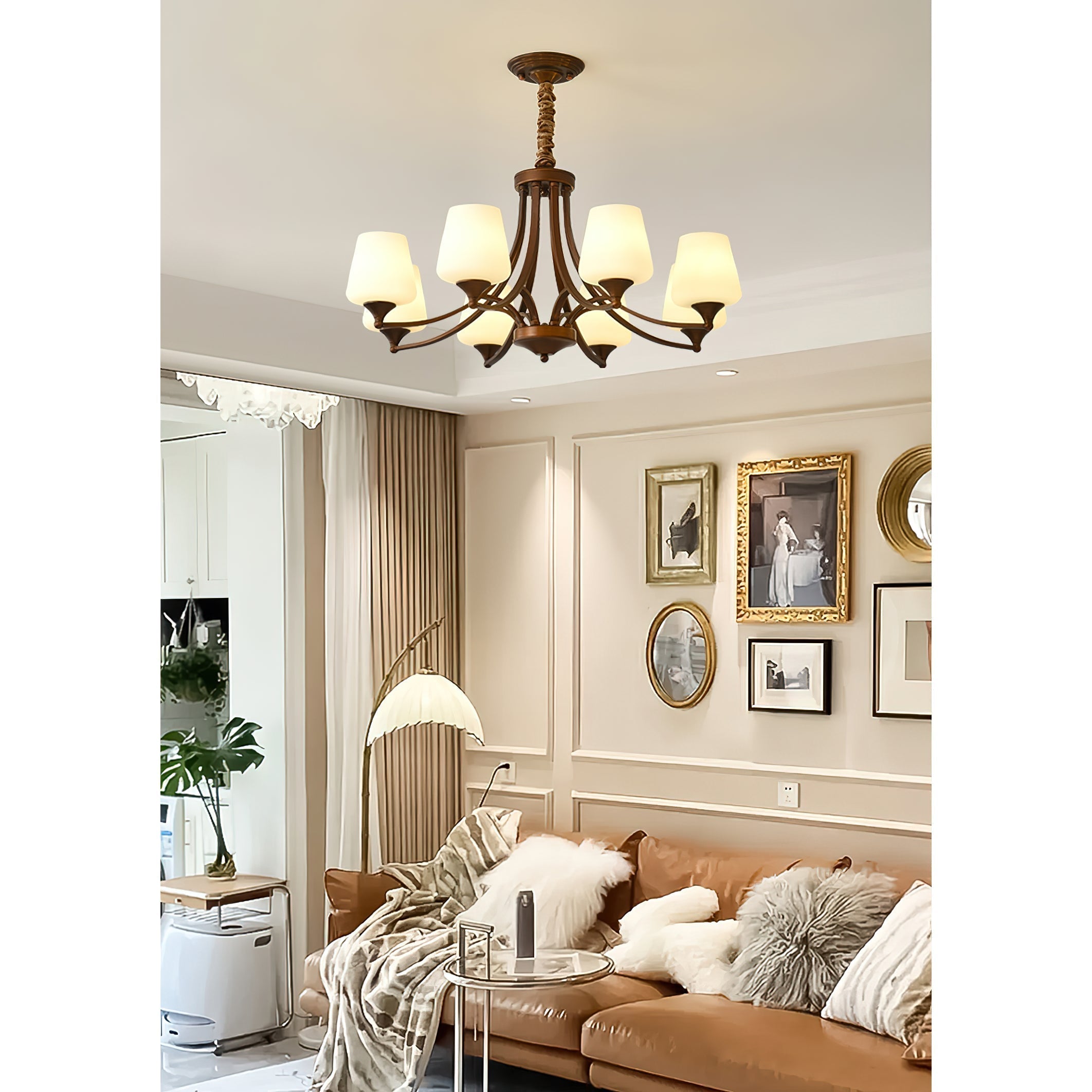 Ulrinara Postmodern Luxury Brass Glass Chandelier - Lamp Copper