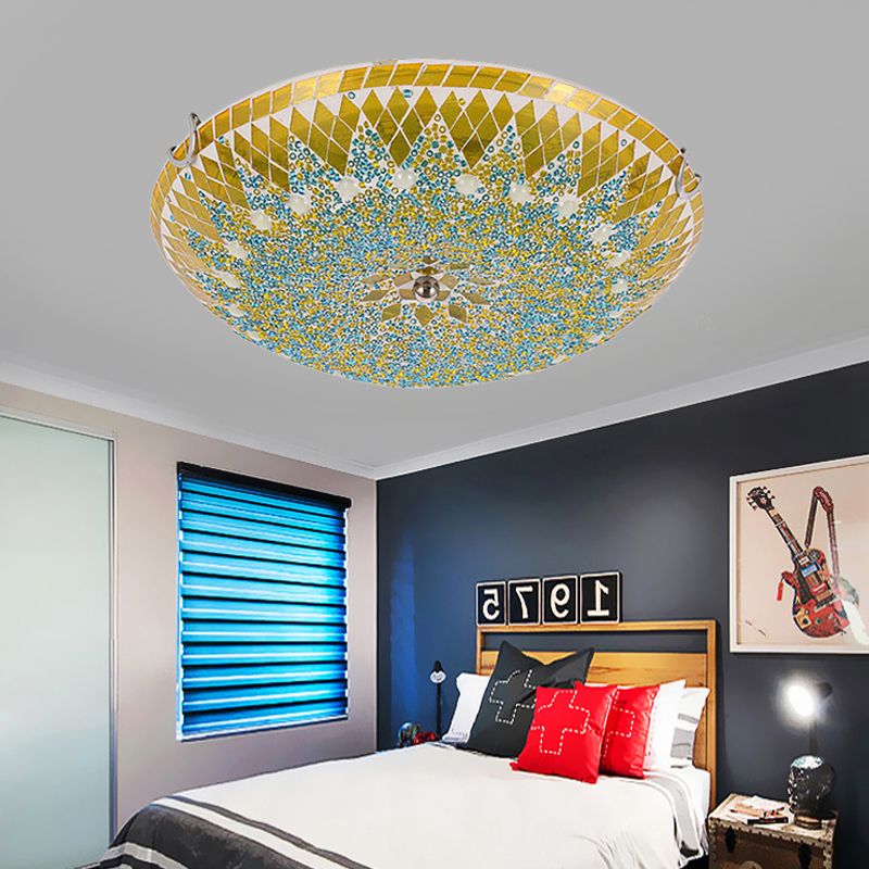 Tiffany Plafoniere Moderne Mediterranee Vetro Blu/Gialle/Bianche Soggiorno