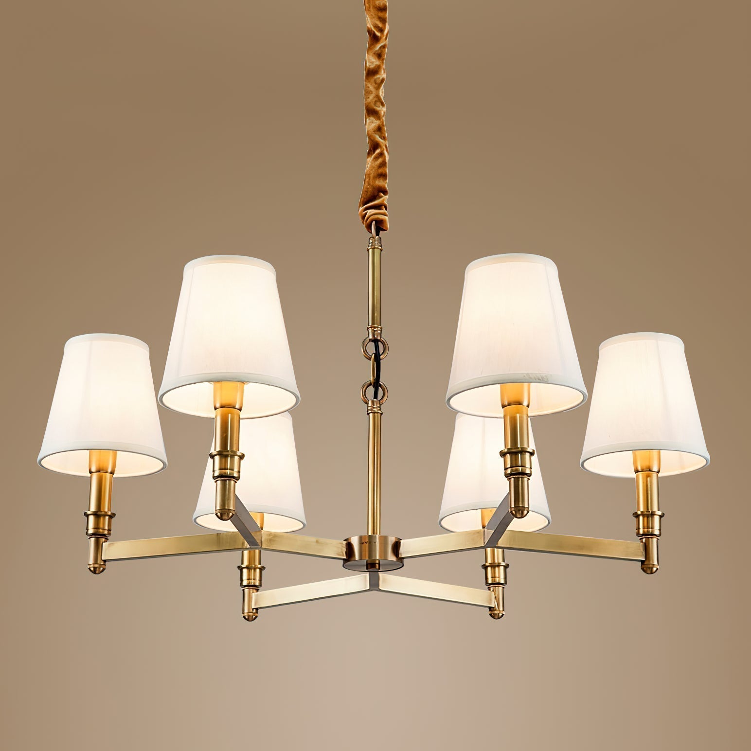 Vadoryra Postmodern Luxury Brass Fabric Chandelier - Lamp Copper