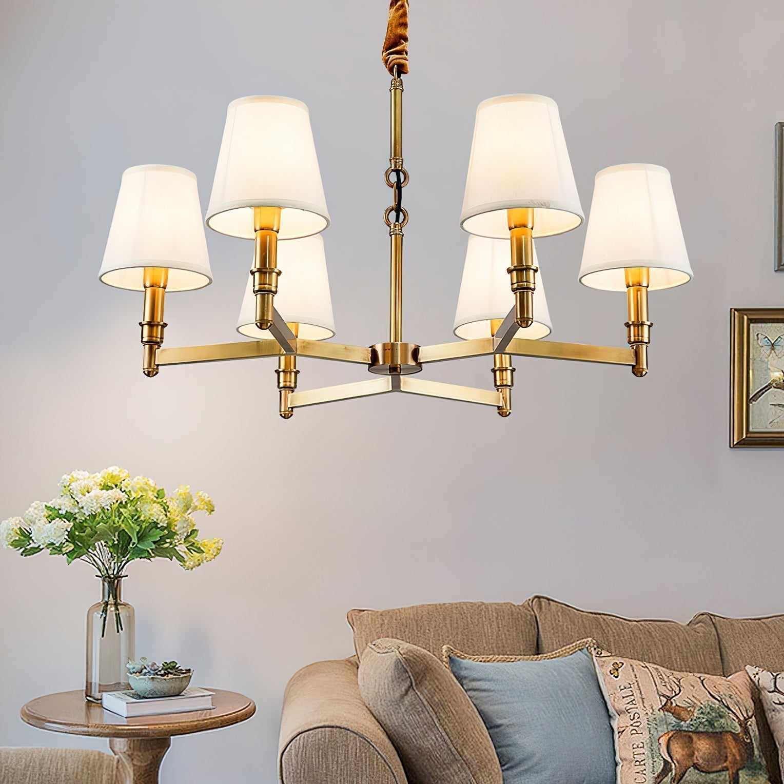 Vadoryra Postmodern Luxury Brass Fabric Chandelier - Lamp Copper