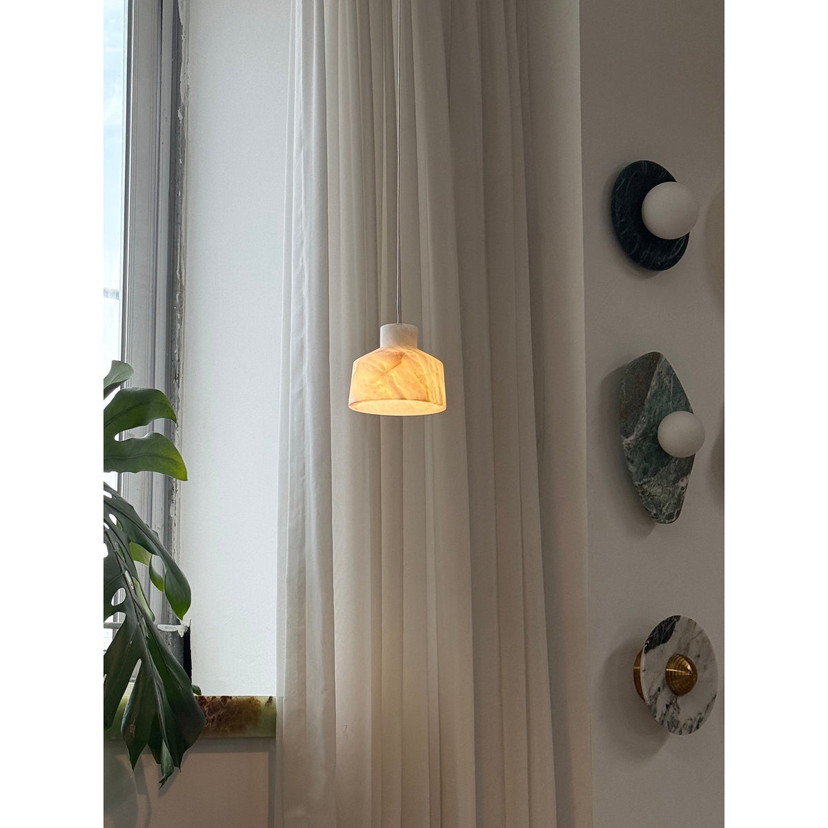Aursore Modern Minimalist Alabaster Pendant Lamp - Lamp Copper