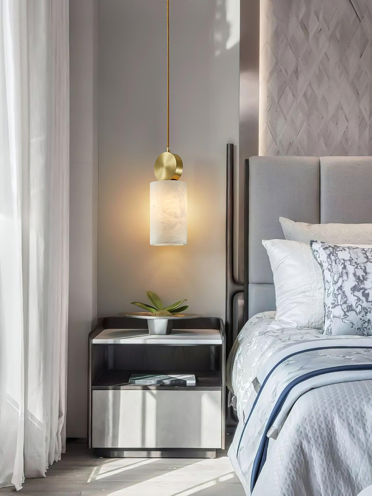 Lyrindis Cylinder Alabaster Pendant Light - Neutralighting