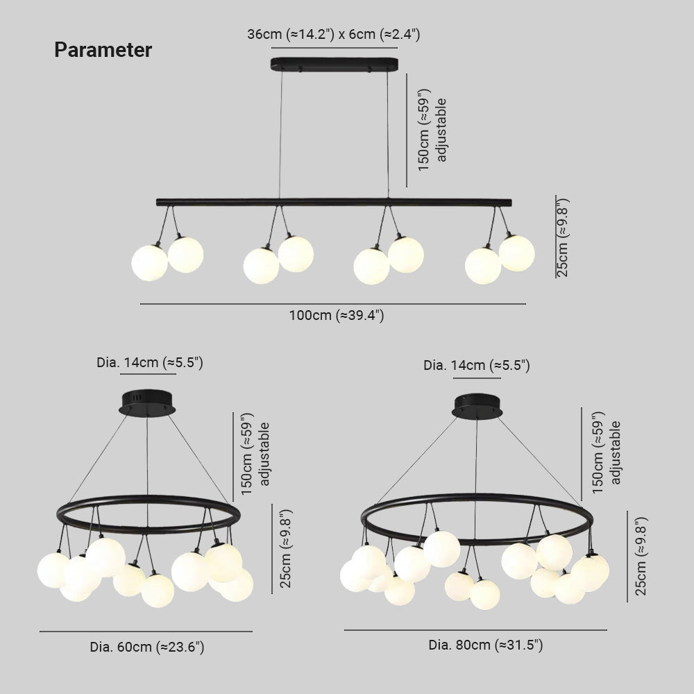 Valentina Nordico Metallo/Vetro Lux Lampadario Nero Camera da letto/Soggiorno