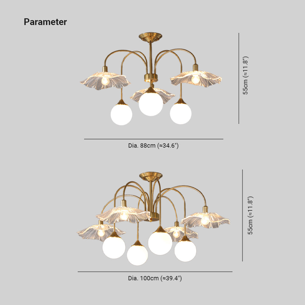 Valentina Nordico Metallo/Vetro Lux Lampadario Brass Camera da letto/Soggiorno