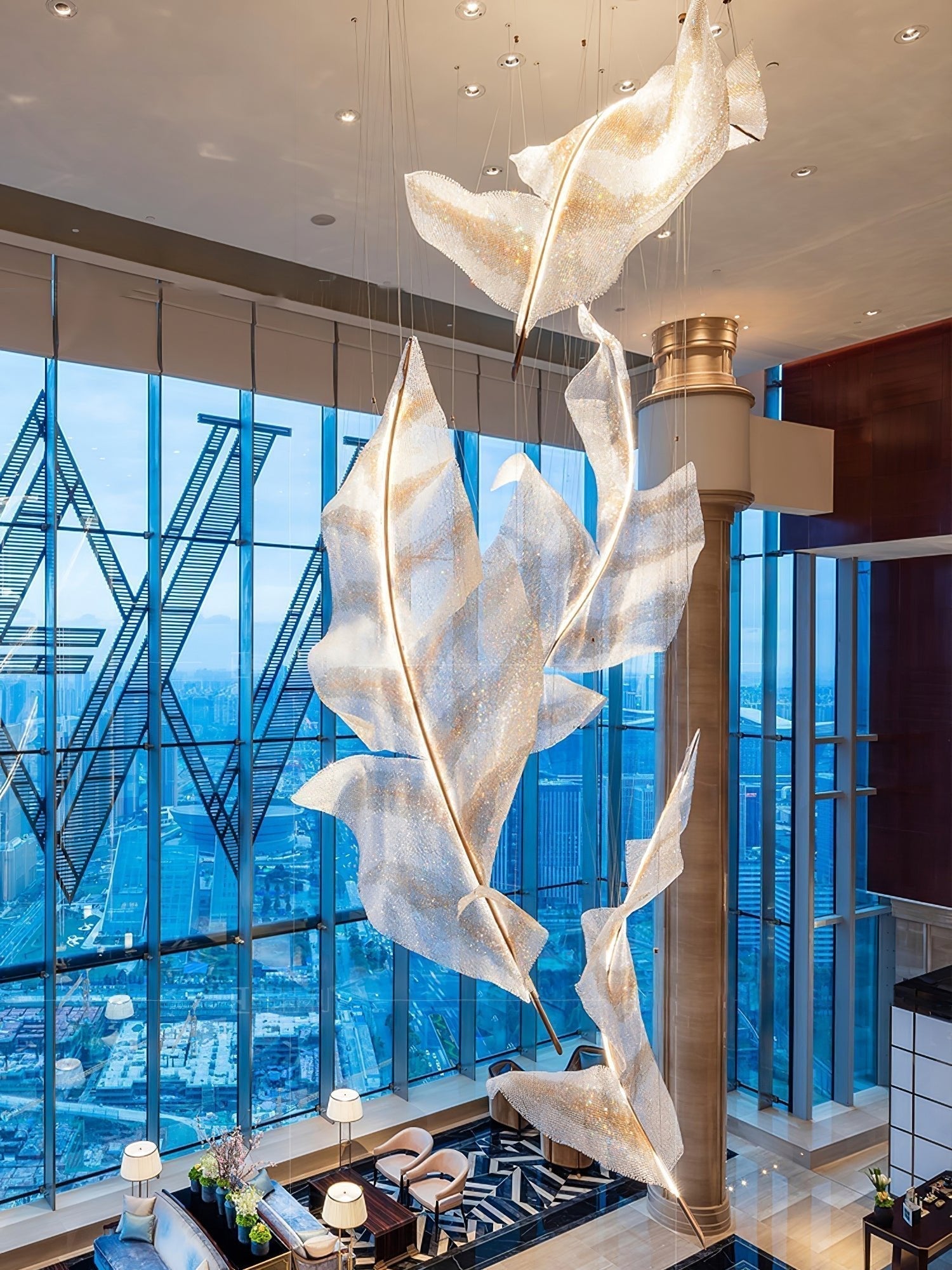 Zeshaen Individual Creativity Falling Leaves Glass Chandelier - Blowlighting