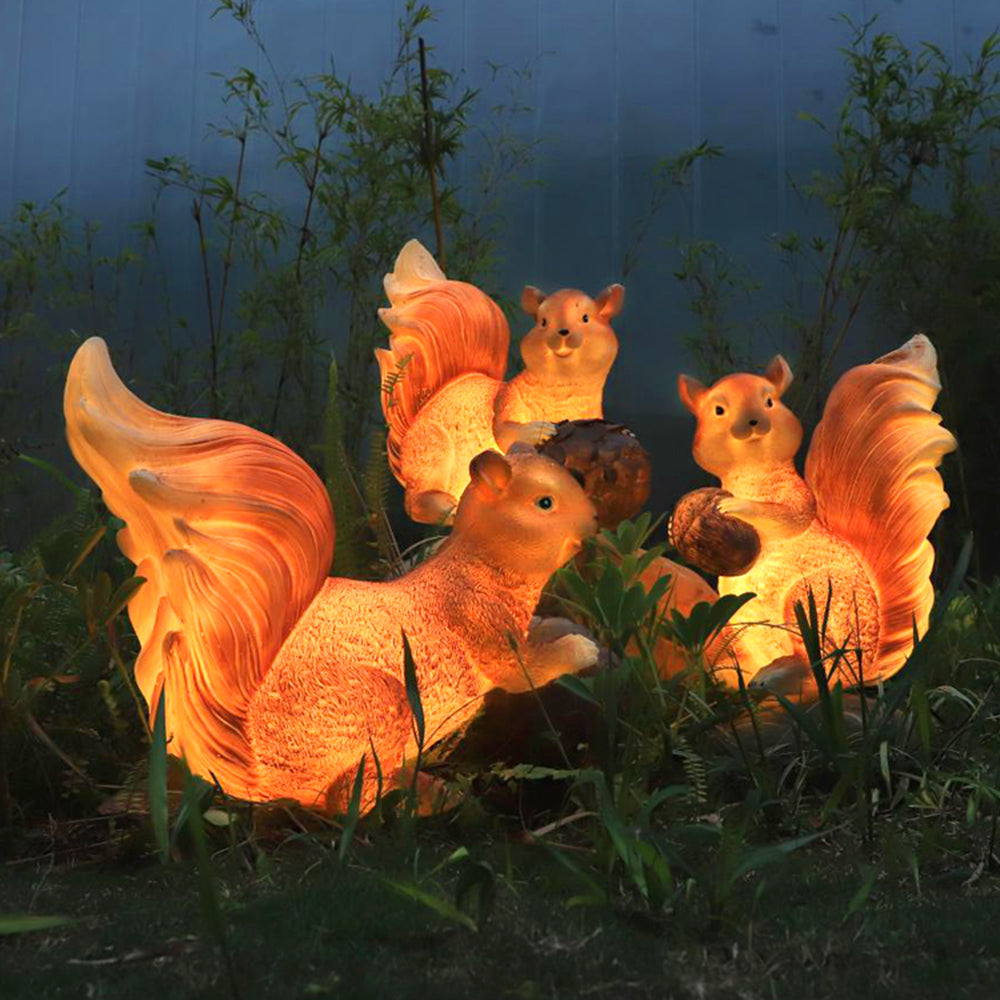 Ray Resina Marrone Scoiattolo Solare Lampade da Esterno Giardino
