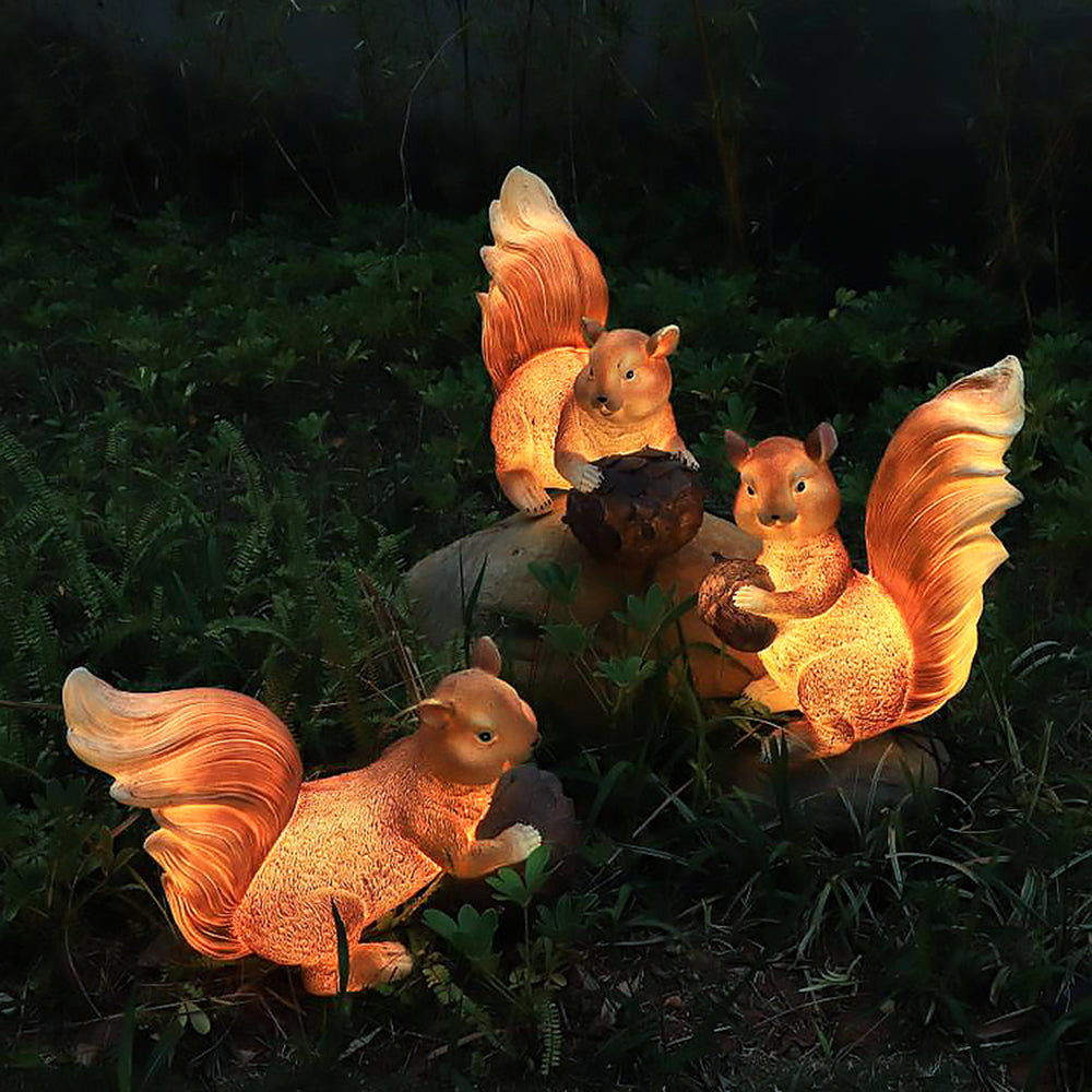 Ray Resina Marrone Scoiattolo Solare Lampade da Esterno Giardino
