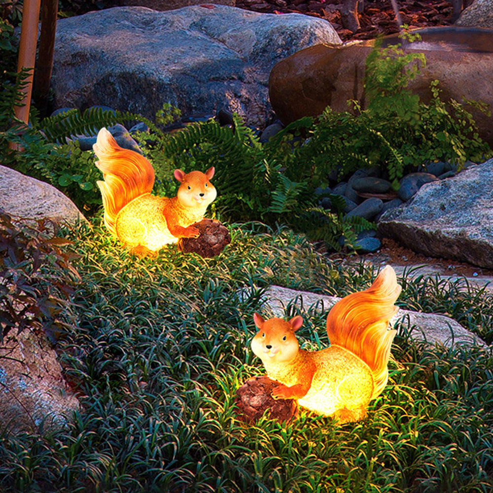 Ray Resina Marrone Scoiattolo Solare Lampade da Esterno Giardino