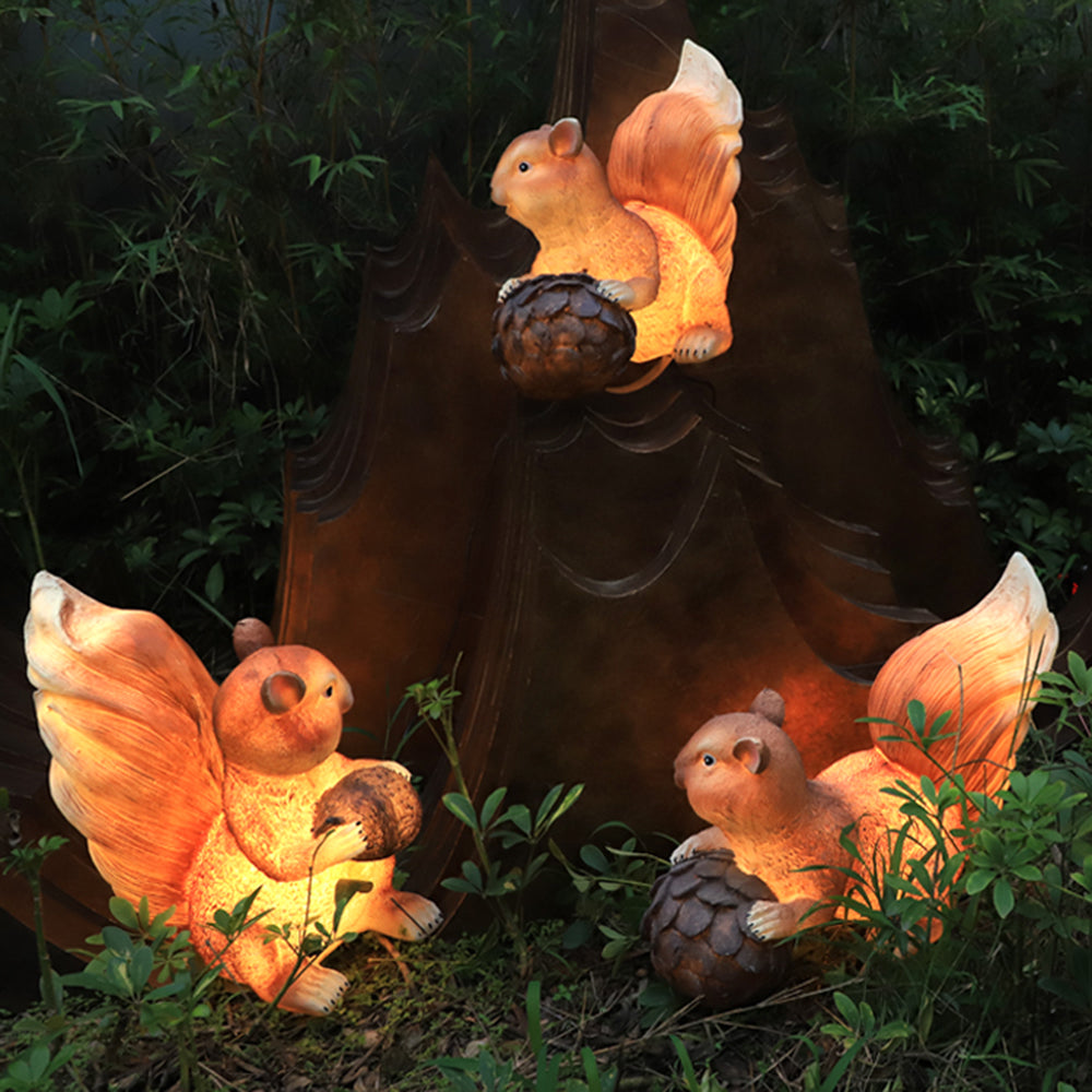 Ray Resina Marrone Scoiattolo Solare Lampade da Esterno Giardino