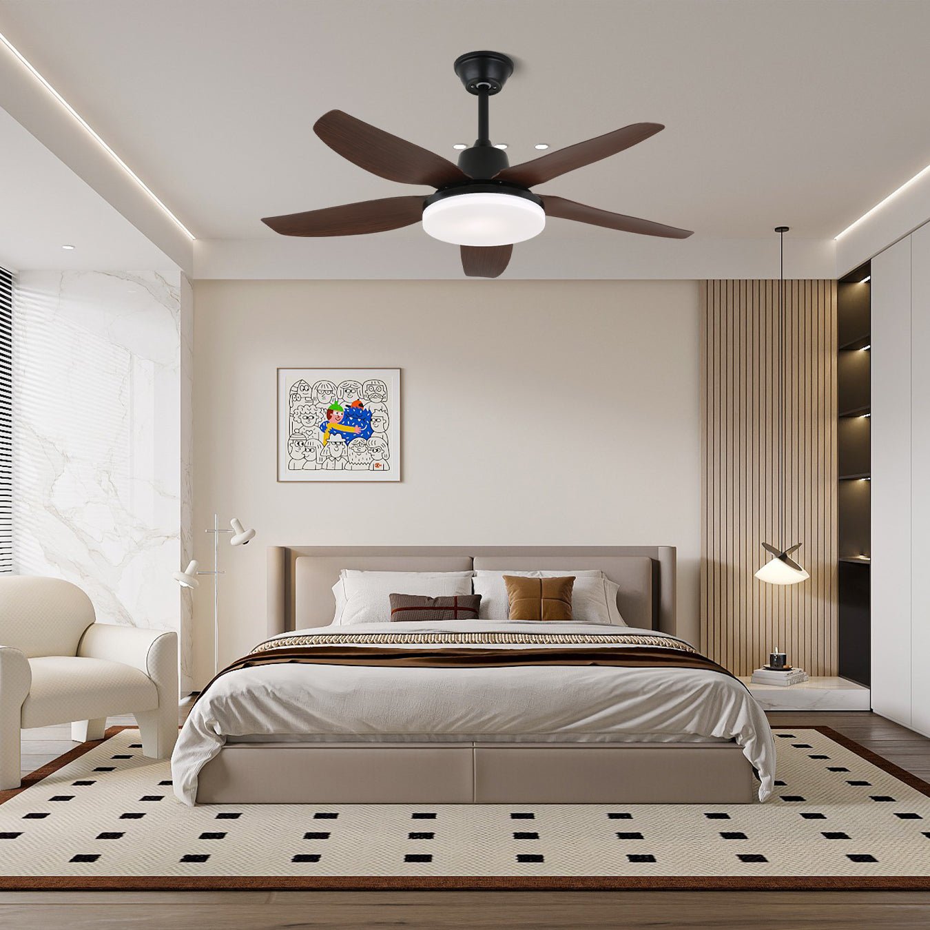 Ventilatore da Soffitto Moderno Luvo con pale in ABS e LED integrato