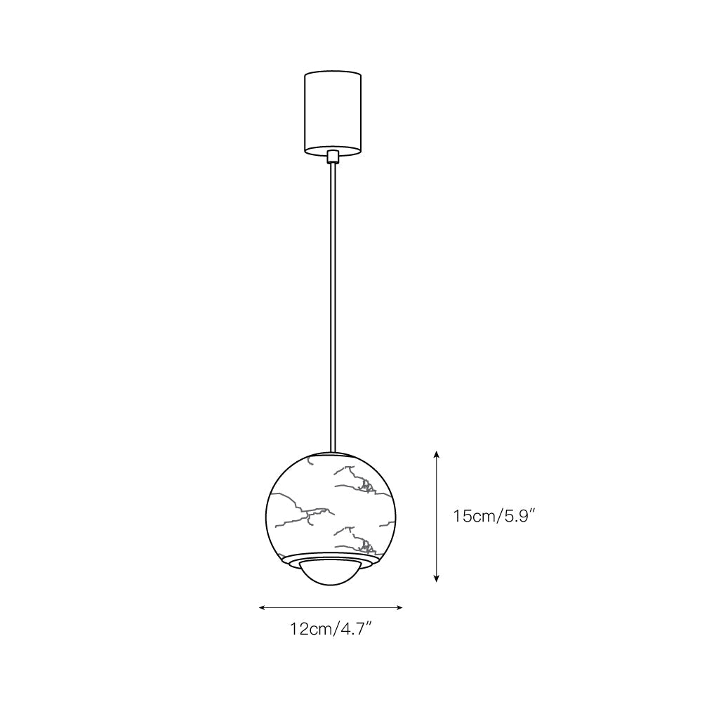 Zephaan Modern Minimalist Brass Alabaster Pendant Light - Lamp Copper