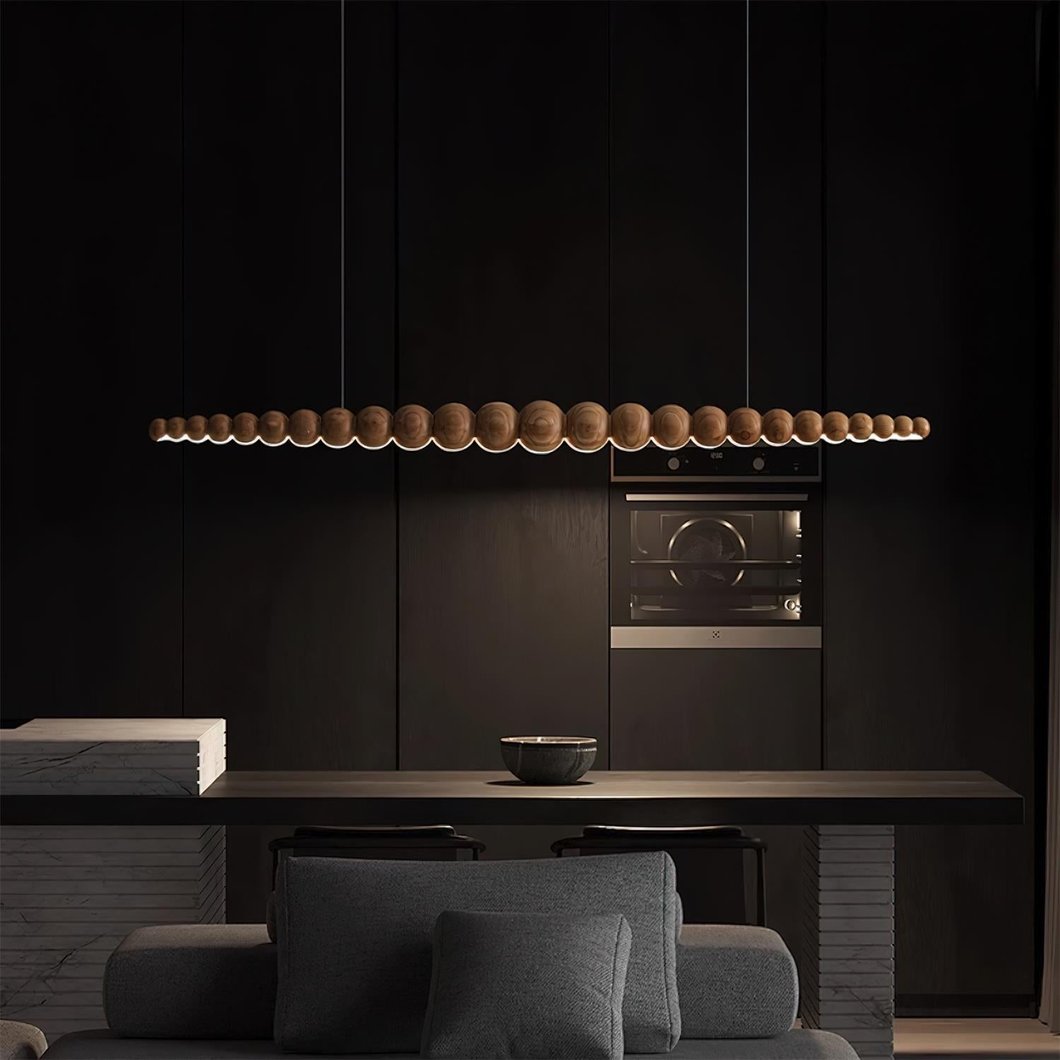 Muto Lampadario in Legno con Perle