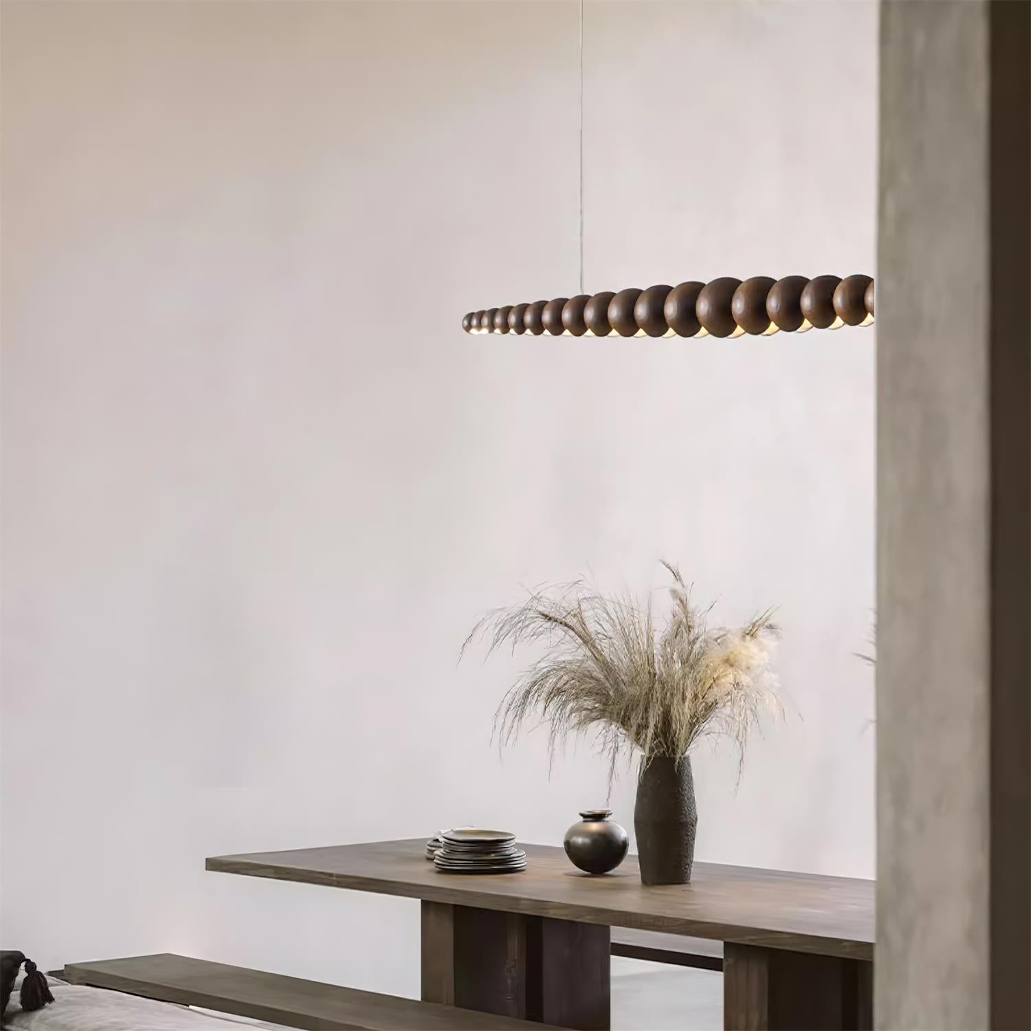 Muto Lampadario in Legno con Perle