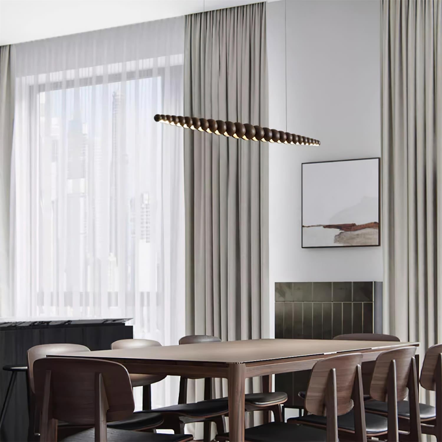 Muto Lampadario in Legno con Perle